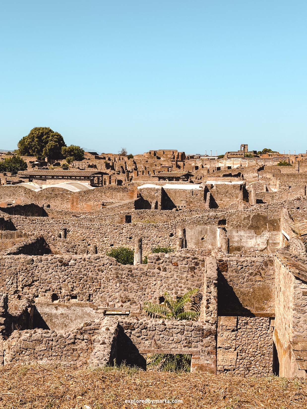 Pompeii archaeological site in Italy which was buried under volcanic ash after Mount Vesusius erupted in 79 AD