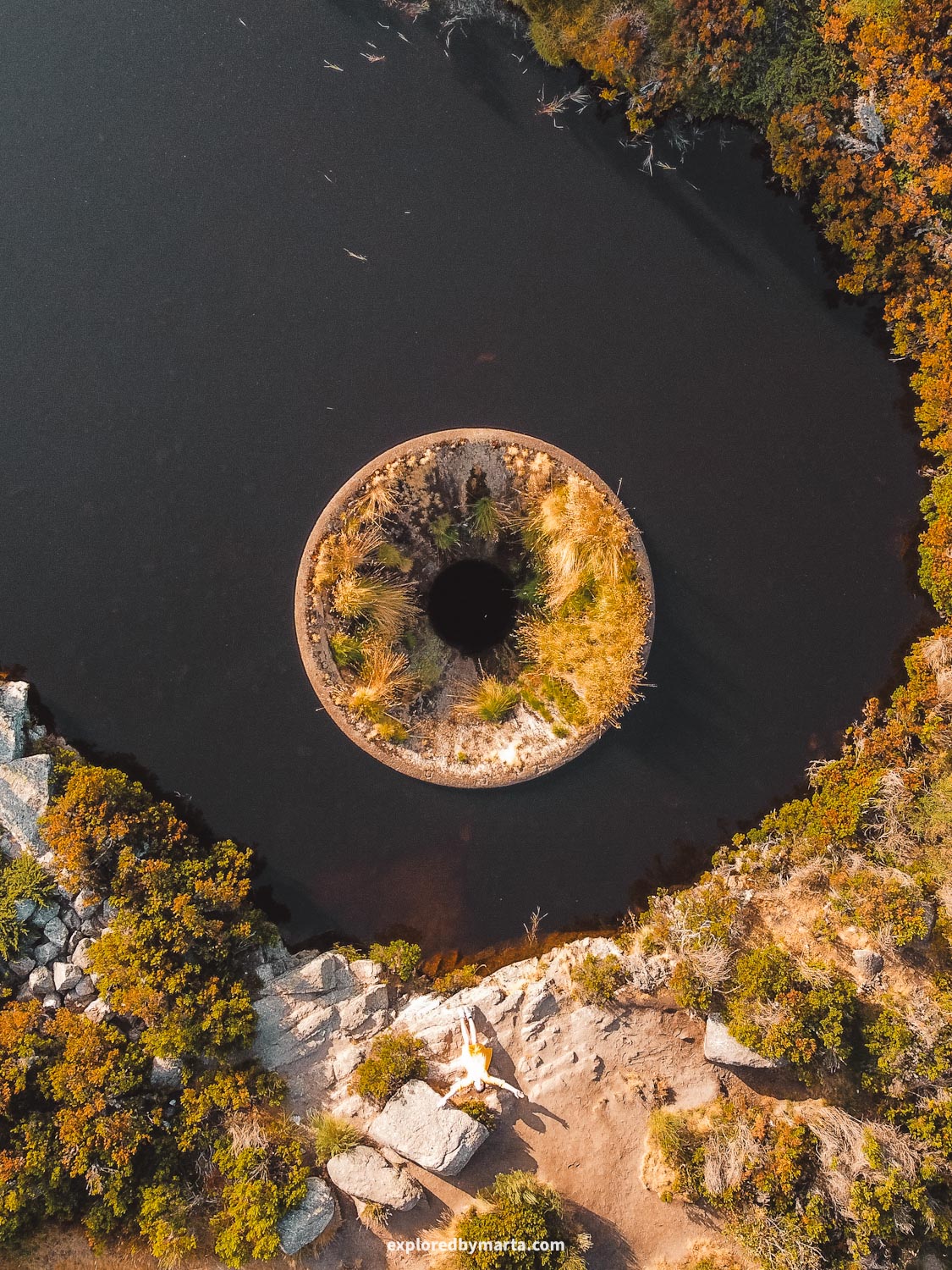 Portugal-Covão dos Conchos spillway, the Eye of Portugal, in the Serra da Estrela mountains