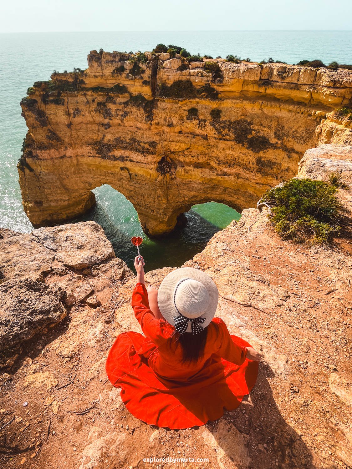 Portugal-the heart-shaped rock at Praia da Marinha in Algarve, Southern Portugal