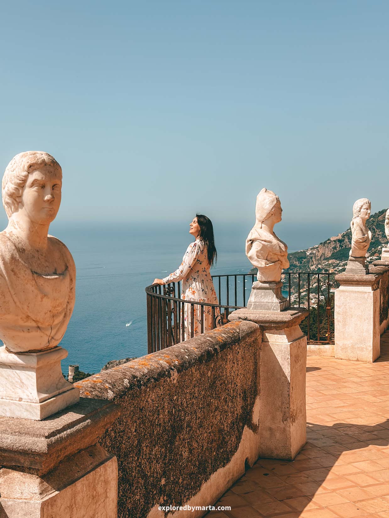 Ravello, italy-the iconic Terrace of Infinity in the famous Villa Cimbrone in Ravello