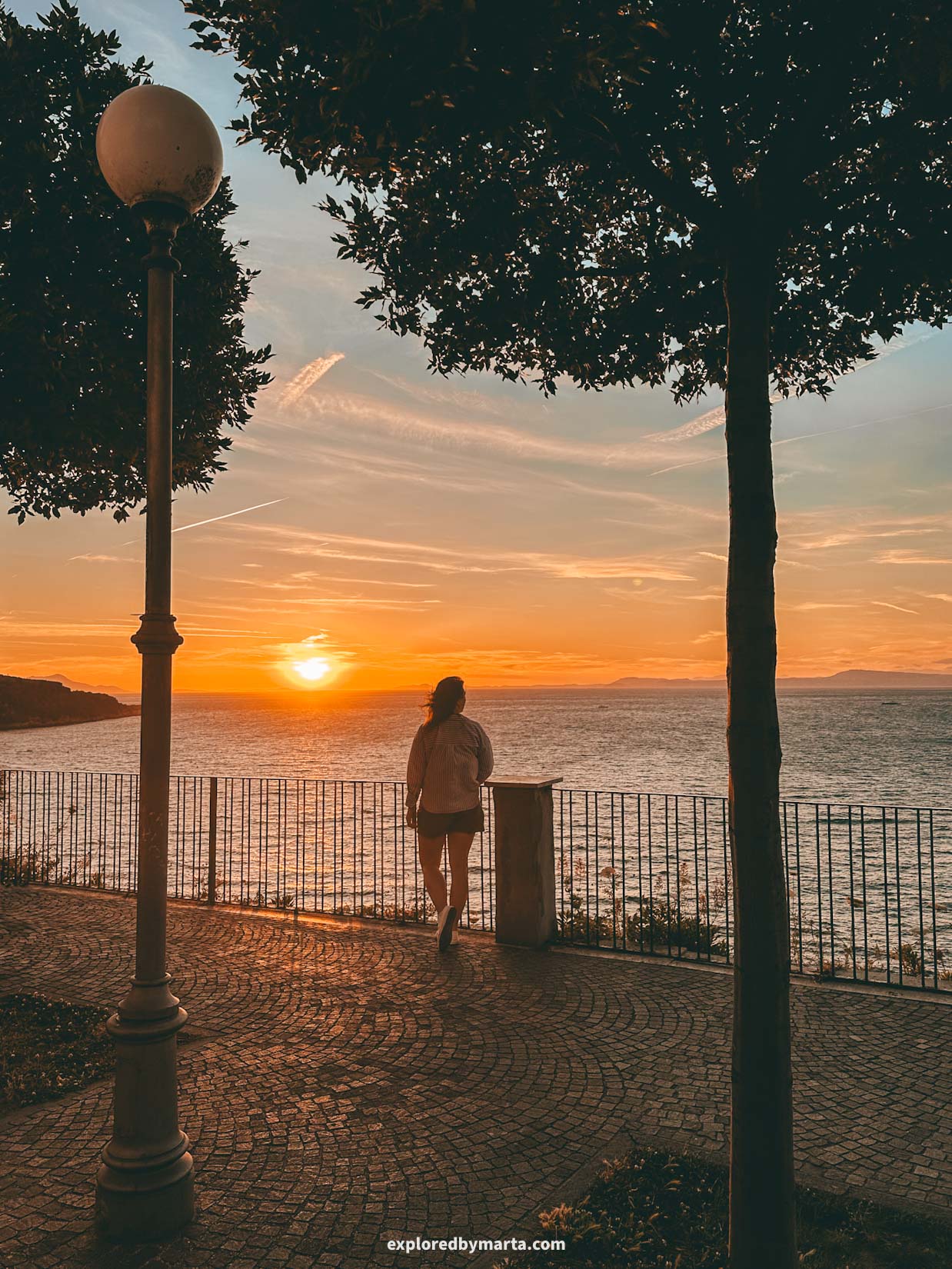 Sorrento, Italy-Sorrento sunset from Villa Comunale di Sorrento