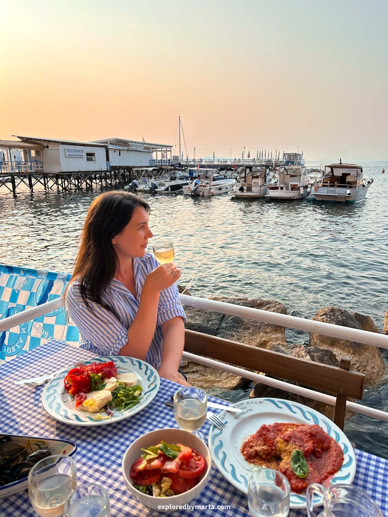 Sorrento, Italy-dinner at sunset in Marina Grande in Sorrento