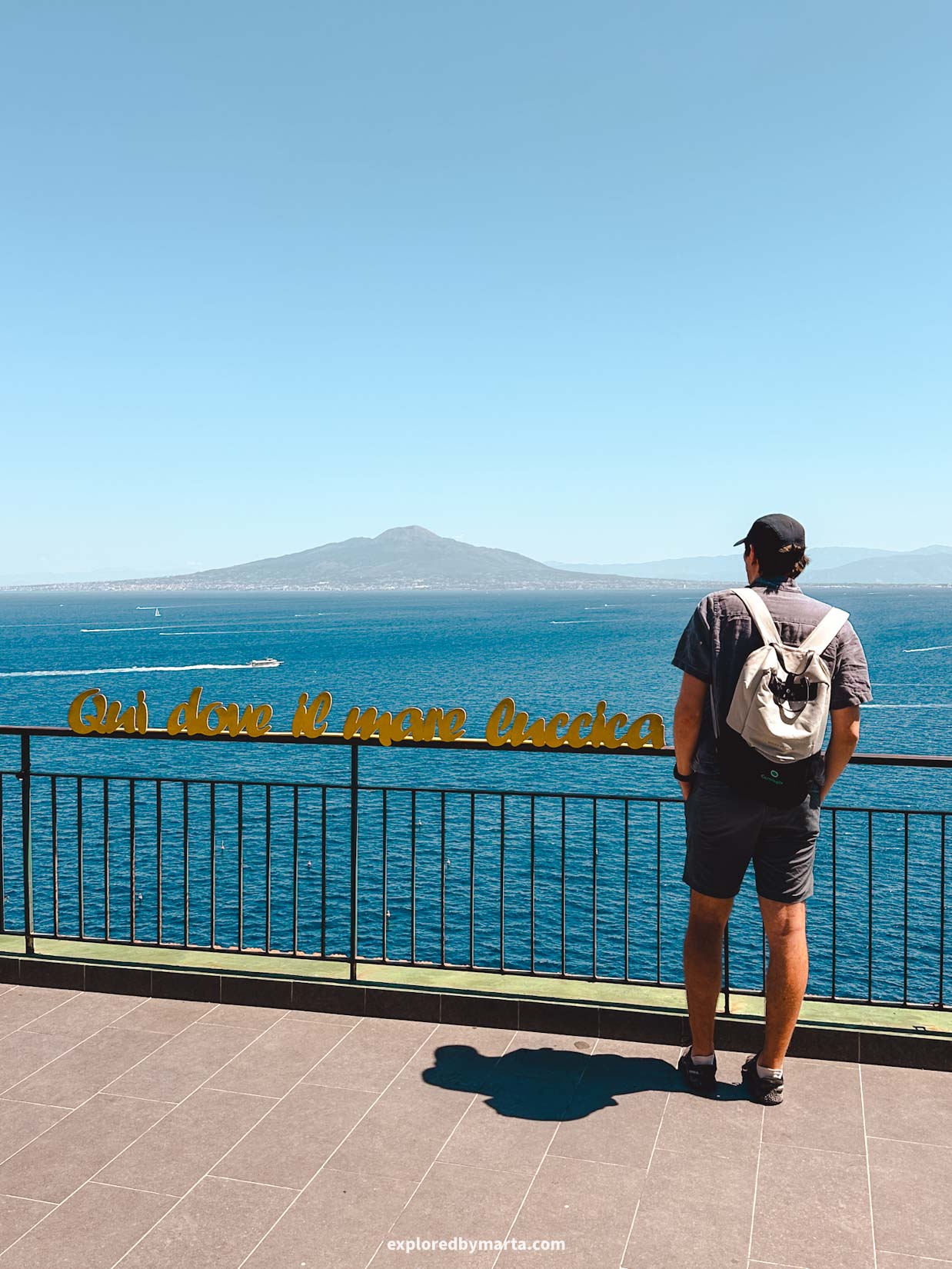 Sorrento, Italy-viewpoint of Vesuvius and Sorrento on Via Capo or Strada Statale 145 in Sorrento