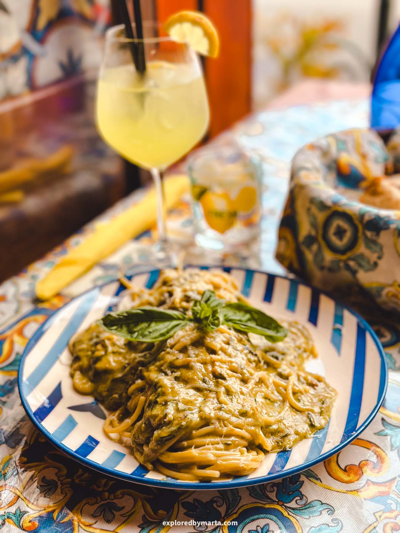 Spaghetti alla nerano or zucchini pasta is a must-try food on the Amalfi Coast, Italy