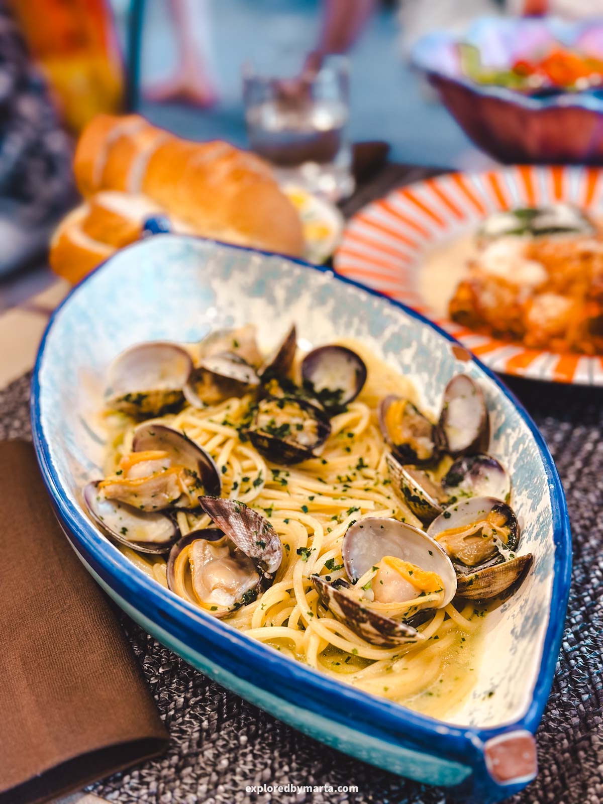 Spaghetti alle Vongole pasta dish is a traditional pasta in Campania region, especially the coastal areas around the Amalfi Coast and Sorrento