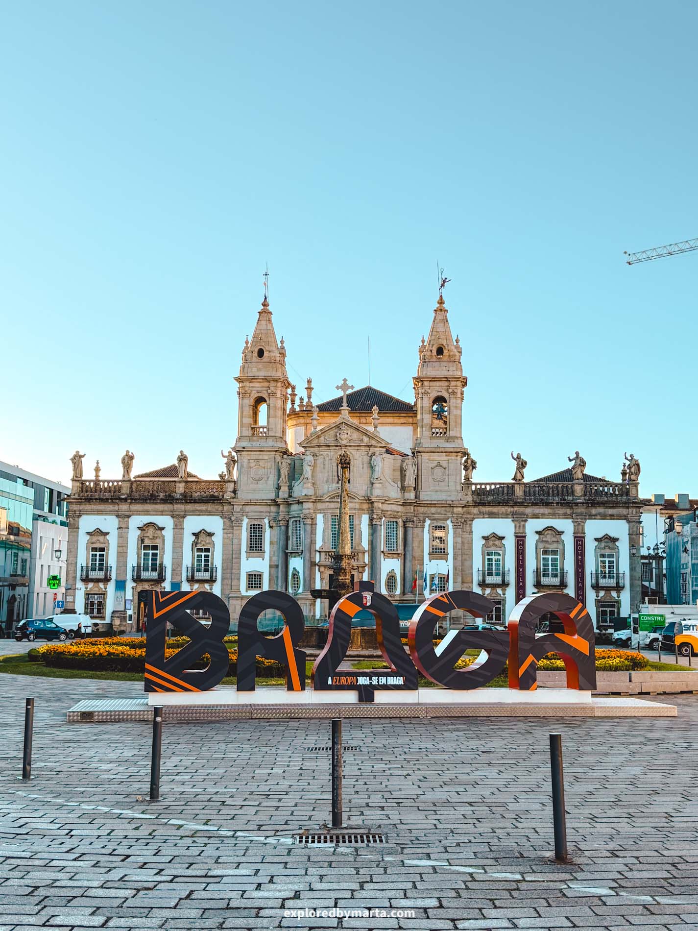Braga, Portugal-Braga letters in front of Igreja de São Marcos