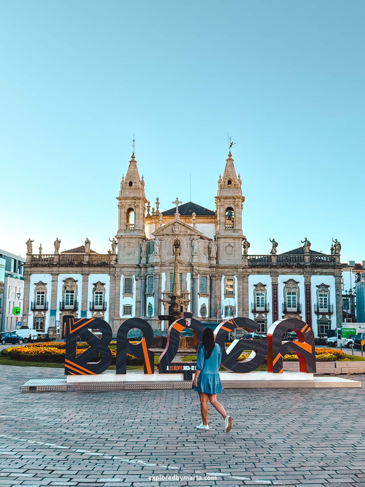 Braga, Portugal-photo-perfect BRAGA letters in Largo Carlos Amarante square