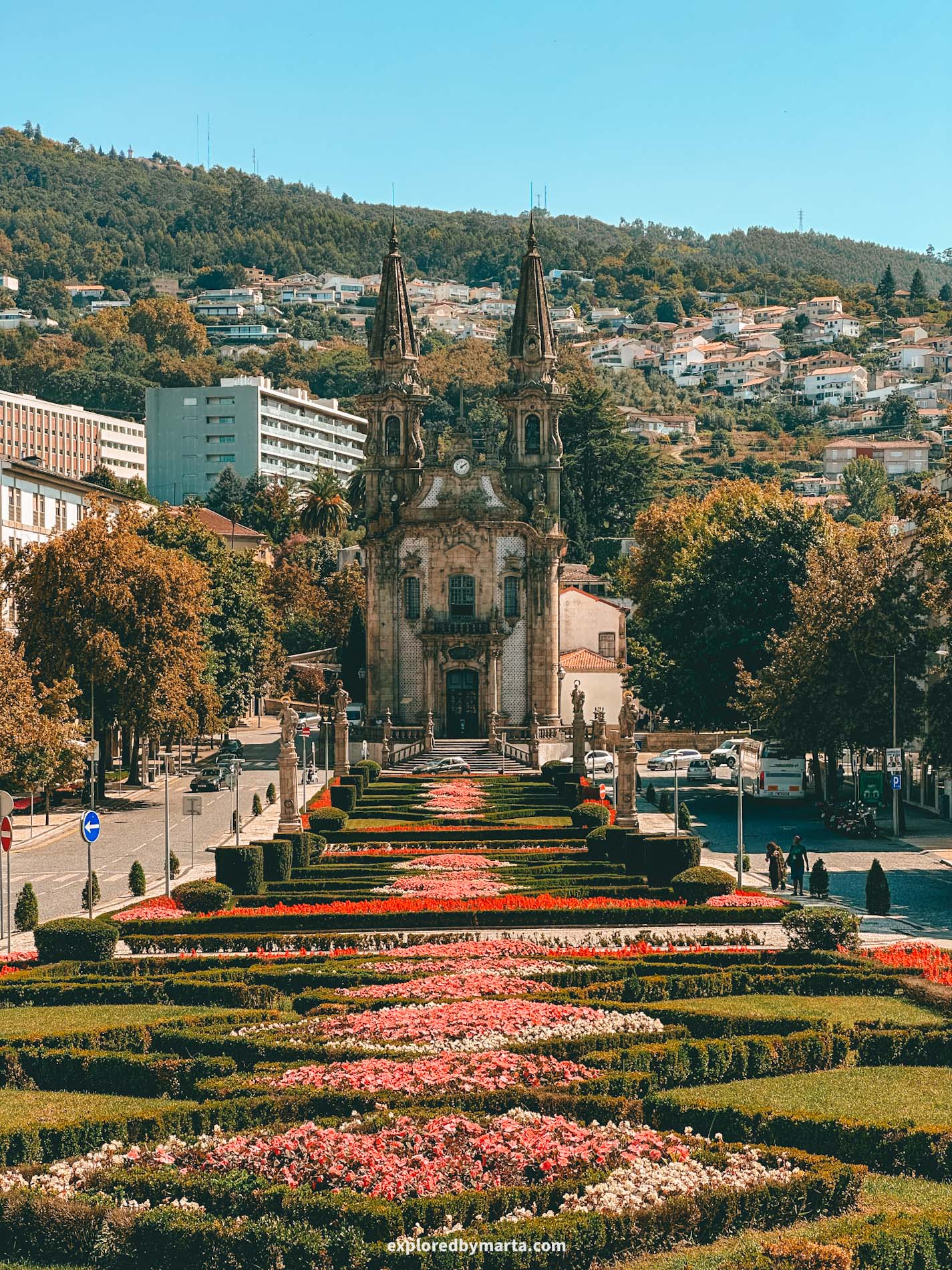 Guimaraes, Portugal-Garden of Largo Republic of Brazil or Jardim do Largo Republica do Brasil