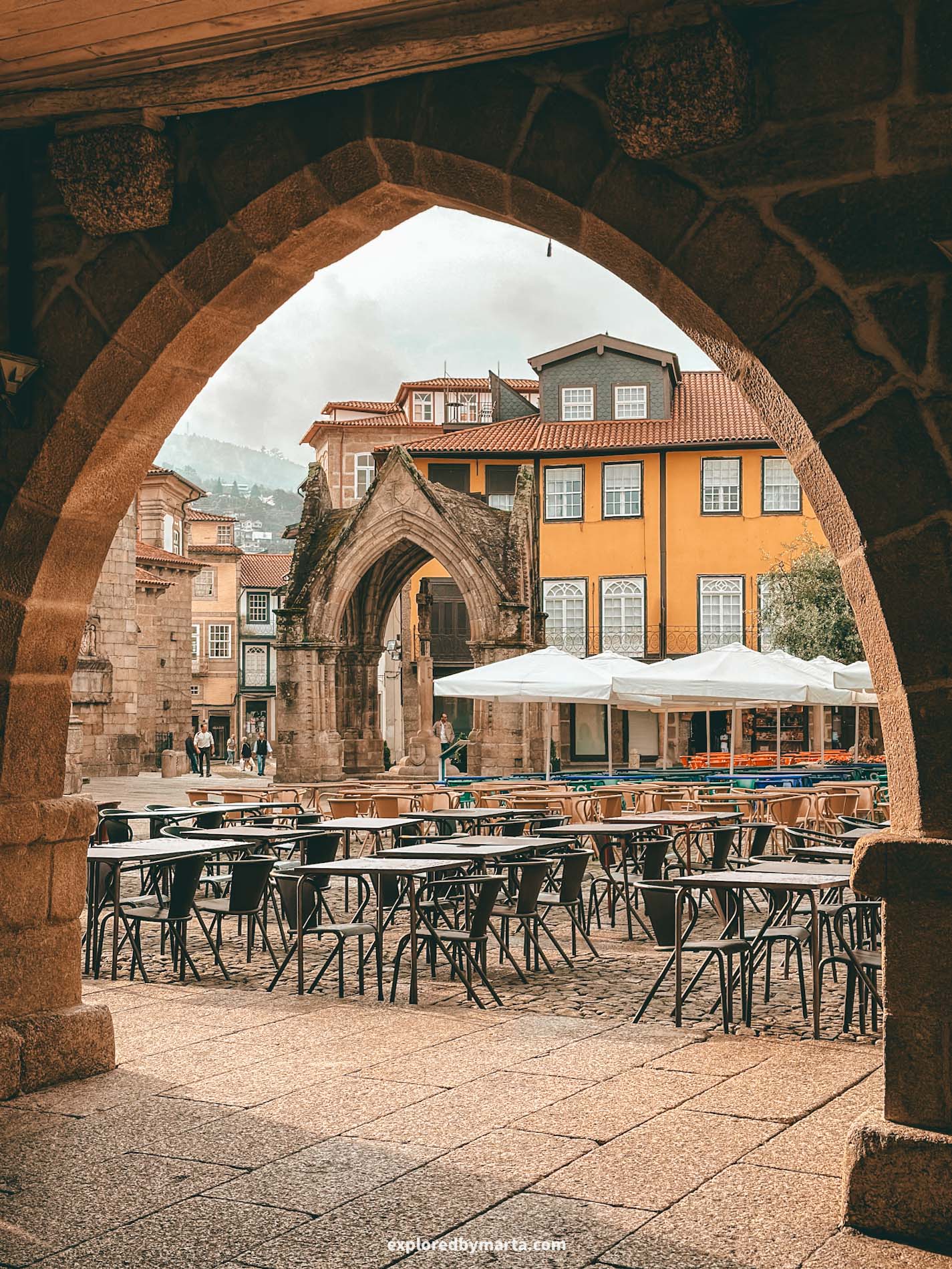 Guimaraes, Portugal-Largo da Oliveira medieval square in Guimaraes