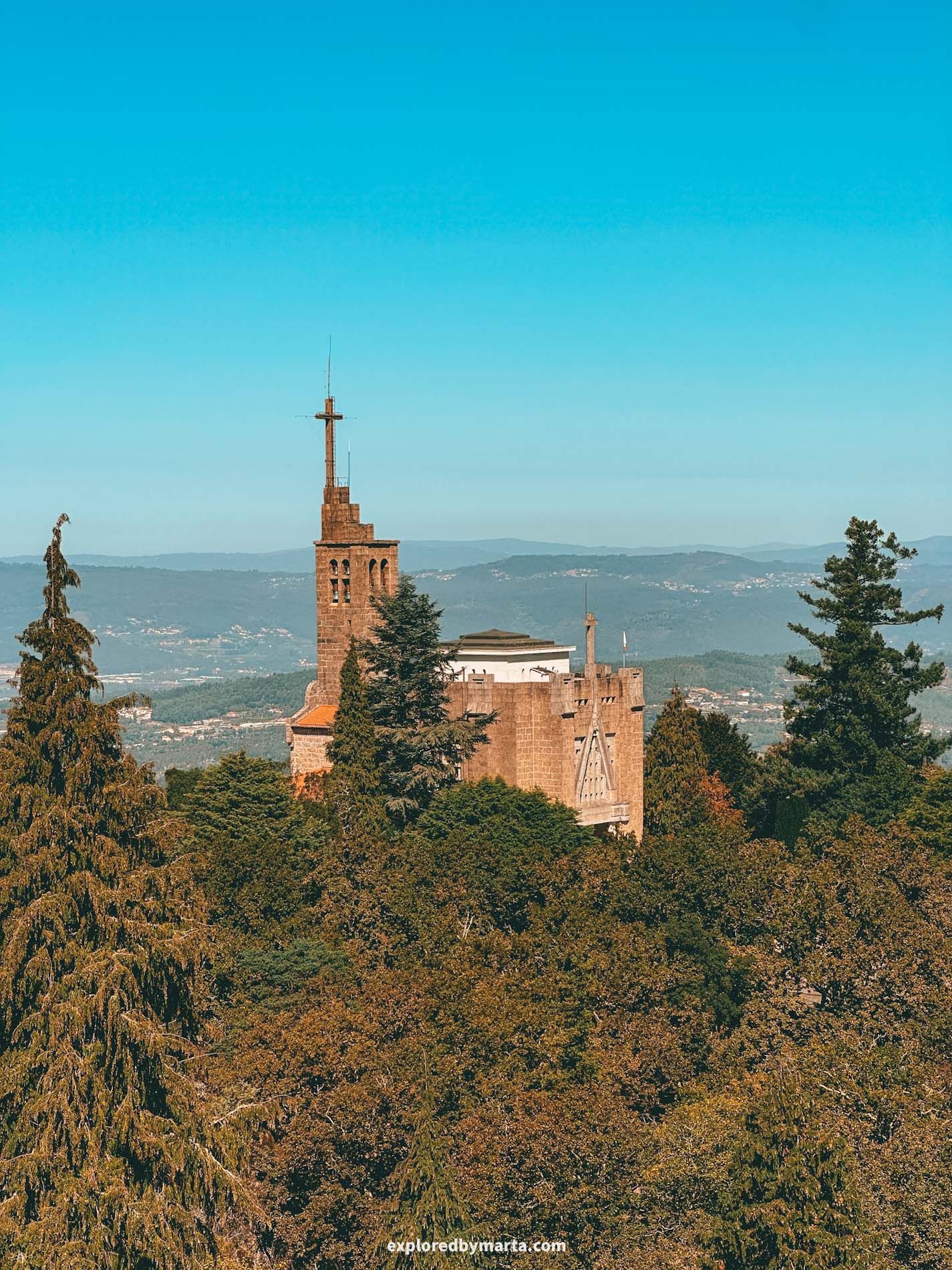 Guimaraes, Portugal-Sanctuary of Penha, or Santuário de Nossa Senhora do Carmo da Penha is a santuary on a hill next to Guimaraes