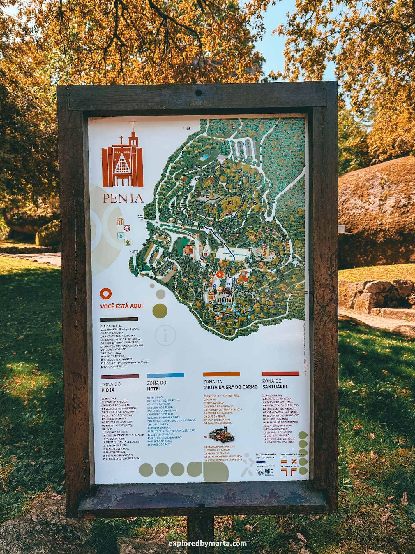 Guimaraes, Portugal-exploring trails between big boulders in Parque da Penha