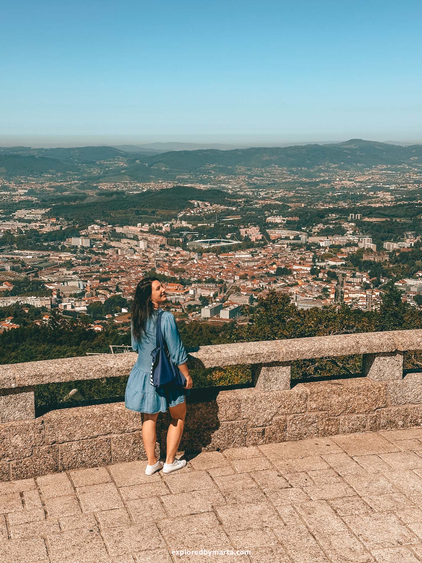 Guimaraes, Portugal-view of Guimaraes from above at the Sanctuary of Penha, or Santuário de Nossa Senhora do Carmo da Penha