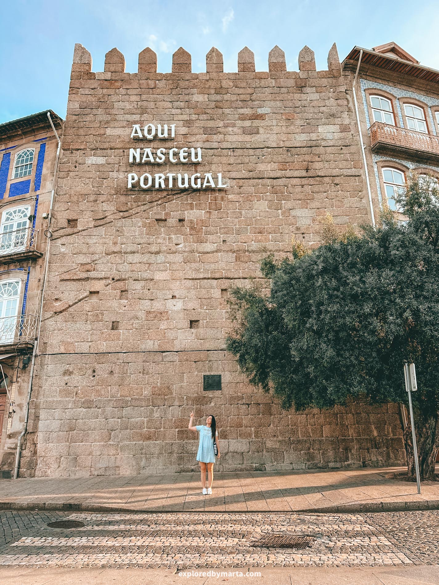 Portugal, Guimaraes-Aqui Nasceu Portugal wall is a historic marker in Guimarães which means Here Portugal was born