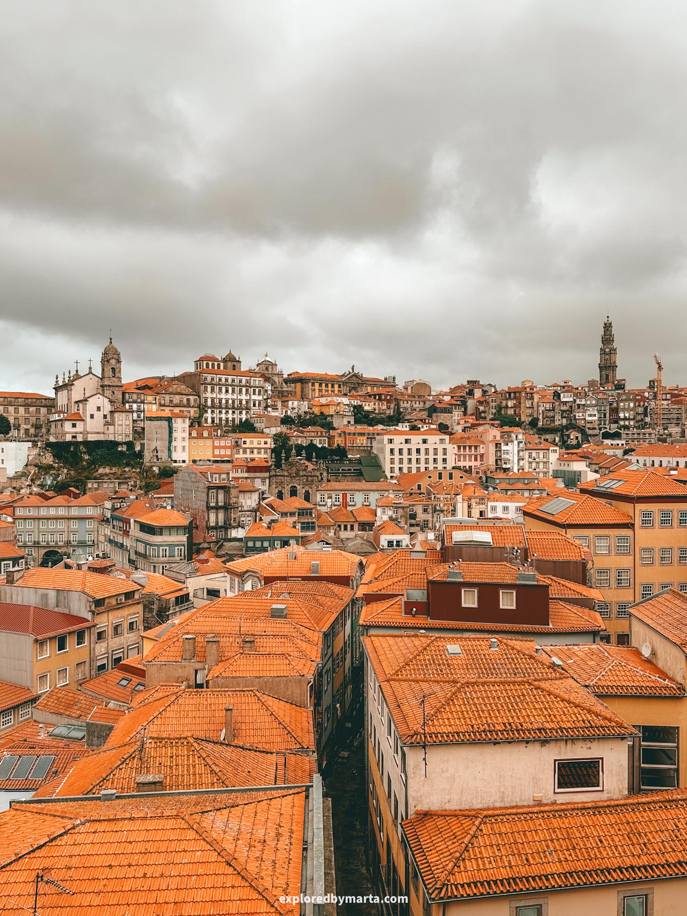 Panoramic city view from the rooftop of Saint Lawrence Church or Igreja de São Lourenço in Porto, Portugal