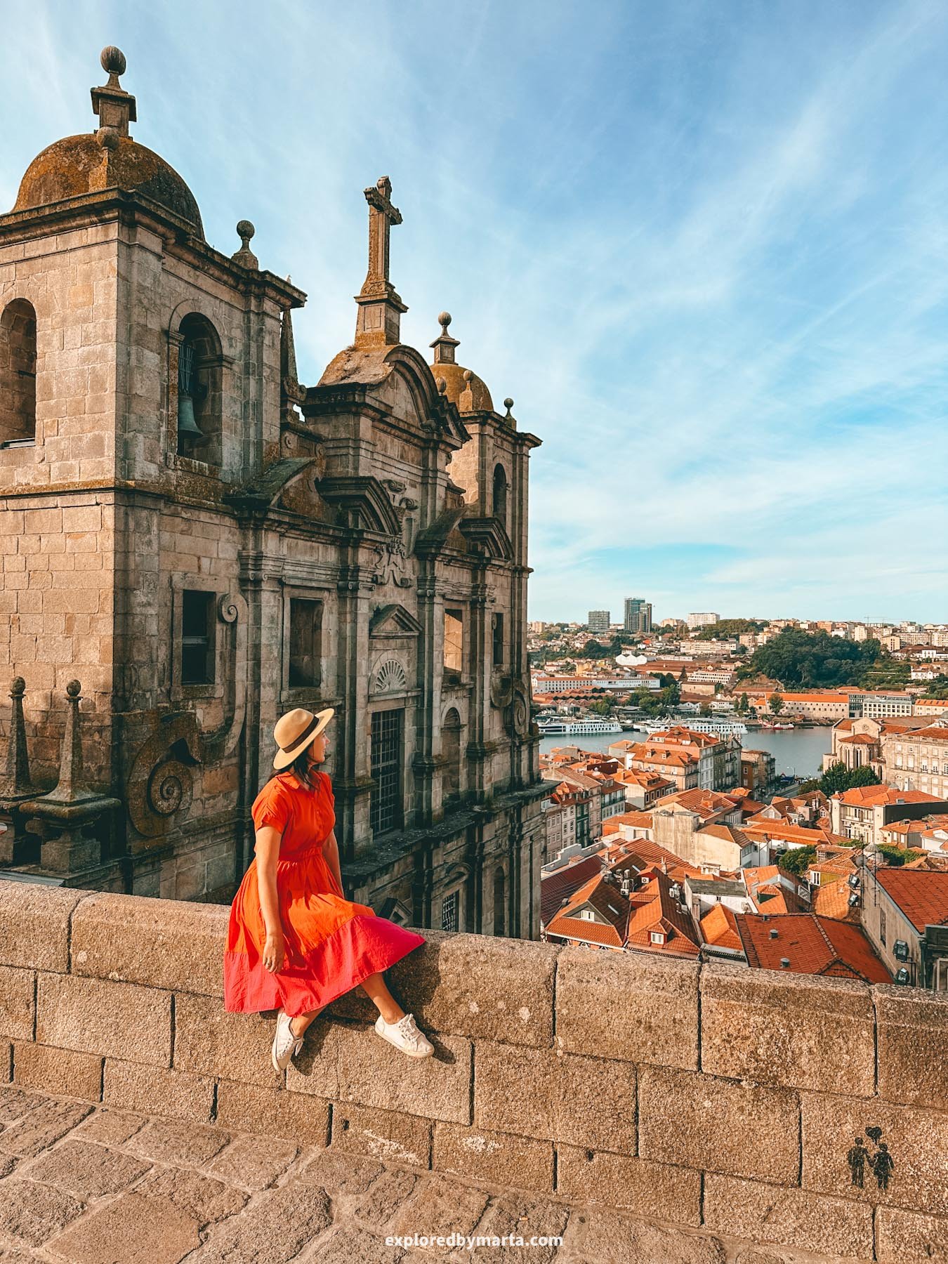 Porto, Portugal-Passeio das Fontainhas with a view of Igreja de São Lourenço