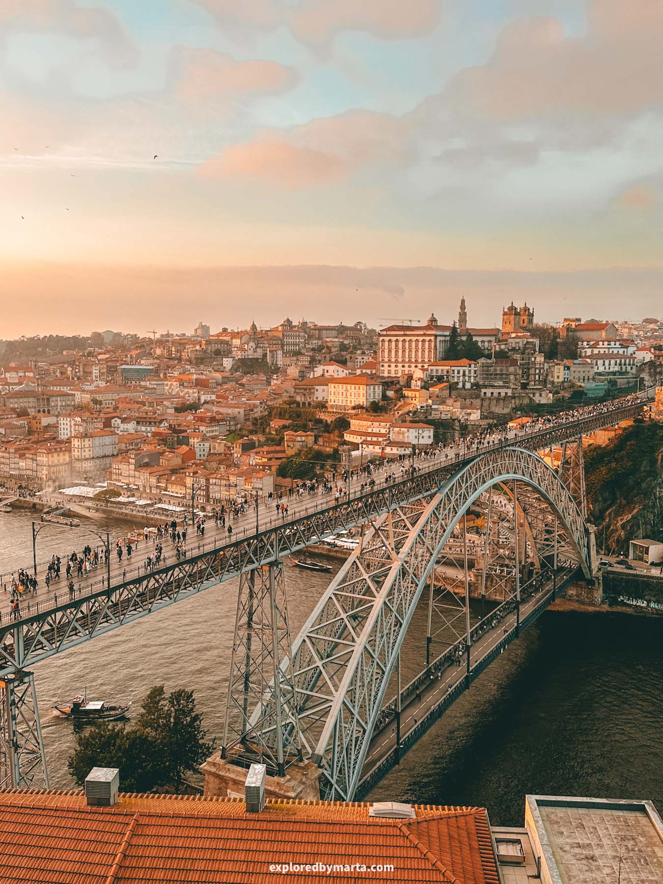Porto, Portugal-view of the iconic Dom Luís I Bridge over the Douro River in Porto