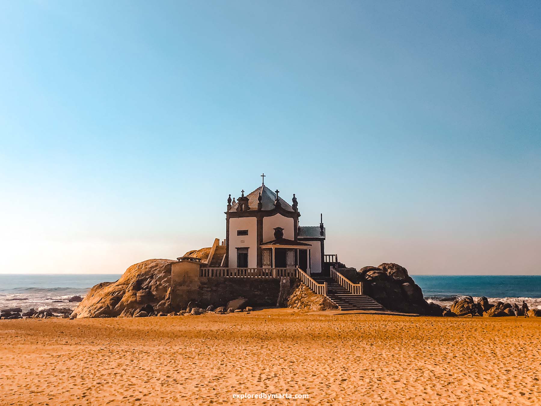 The oceanfront Capela do Senhor da Pedra in Portugal