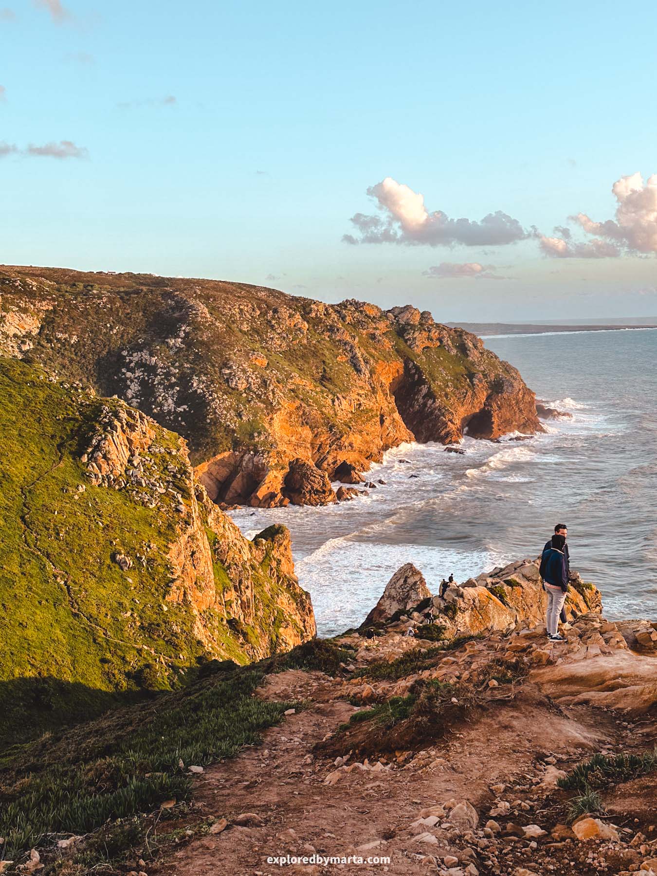 View of the coastal cliffs at Cabo da Roca viewpoint in Portugal