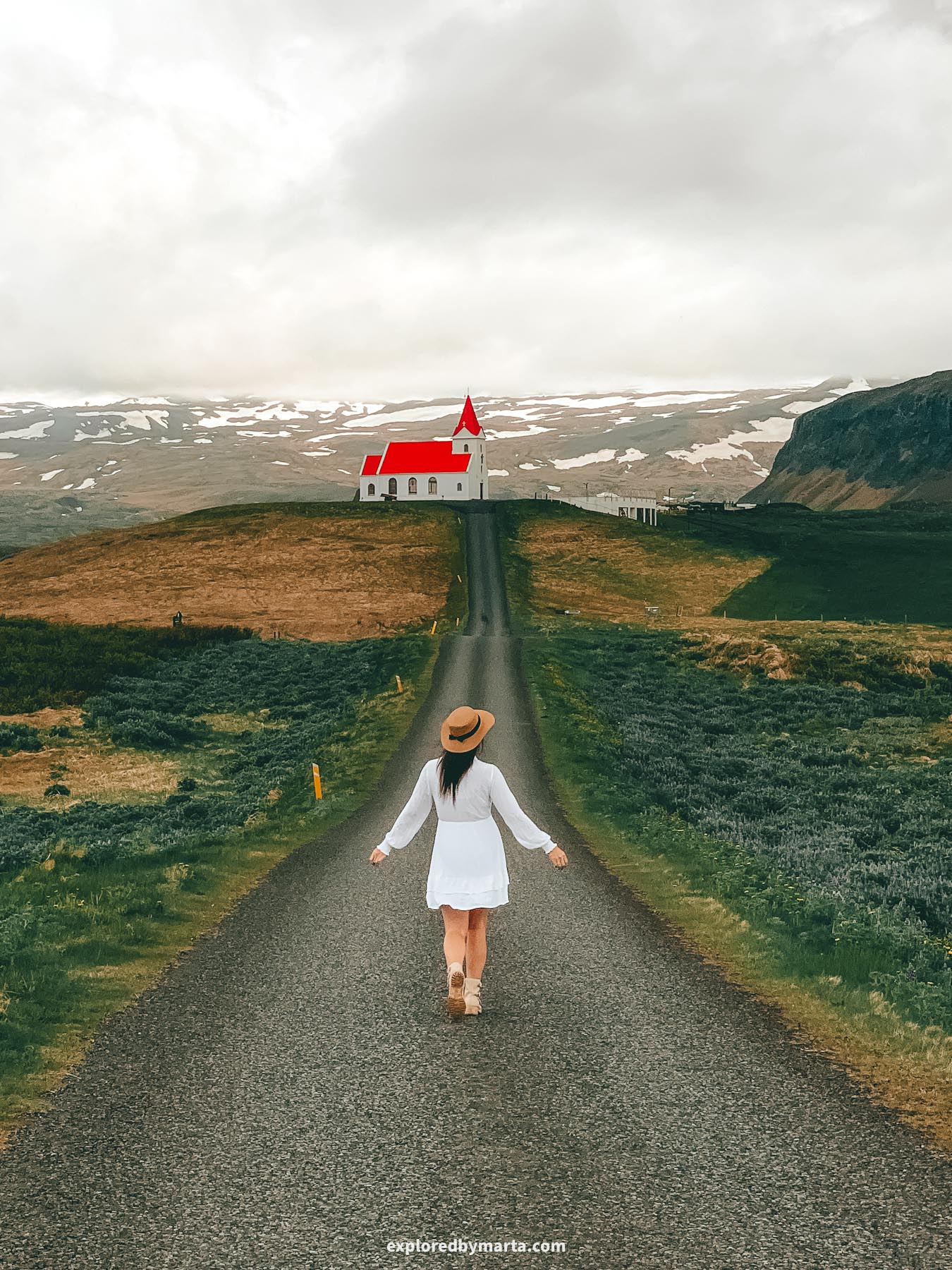 Ingjaldshólskirkja, the scenic church on a hill in Snaefellsnes Peninsula in Iceland