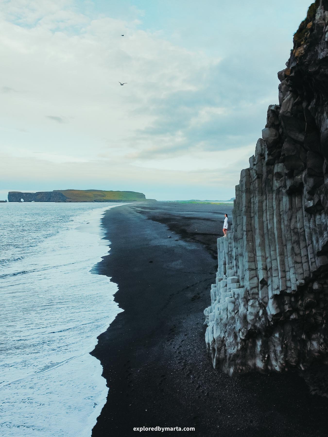 Reynisfjara black sand beach with basalt columns in Iceland is one of the most beautiful beaches in the world