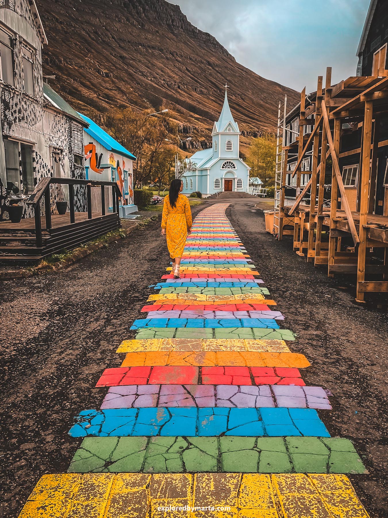 Seyðisfjarðarkirkja rainbow church is one of the most beautiful churches in Iceland