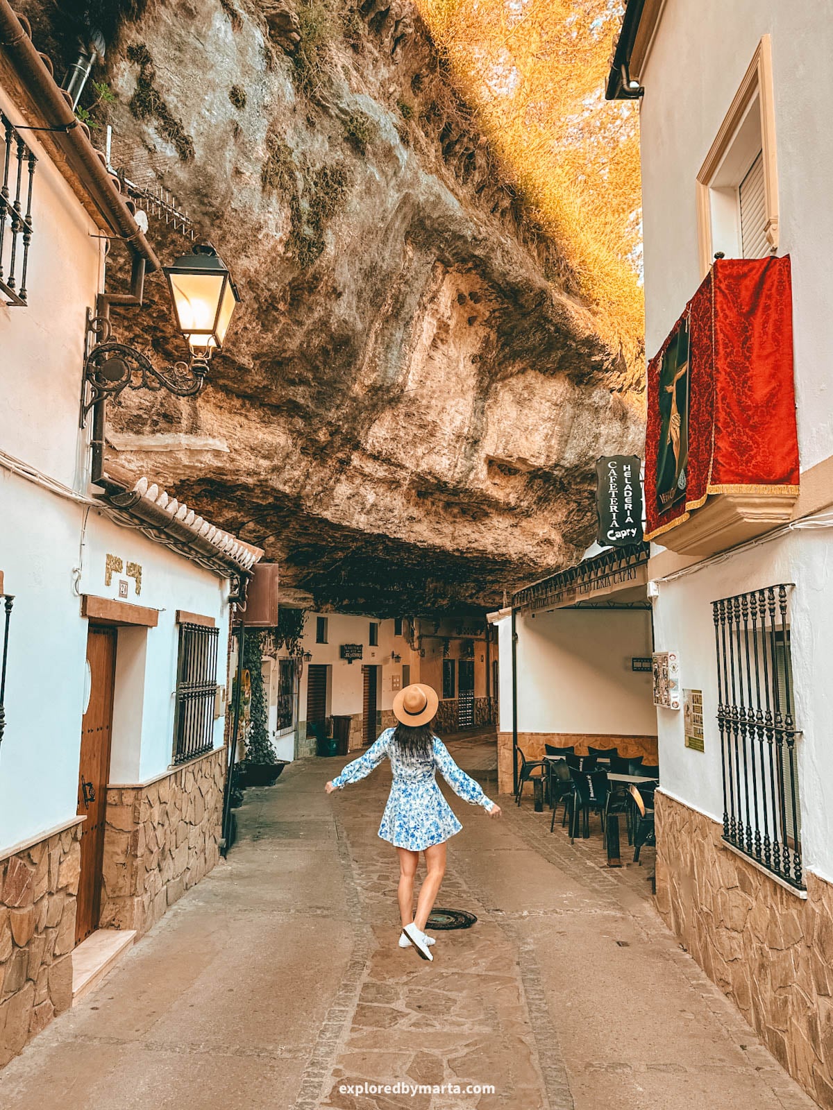 Calle Cuevas de la Sombra in Setenil de las Bodegas cave village in Spain