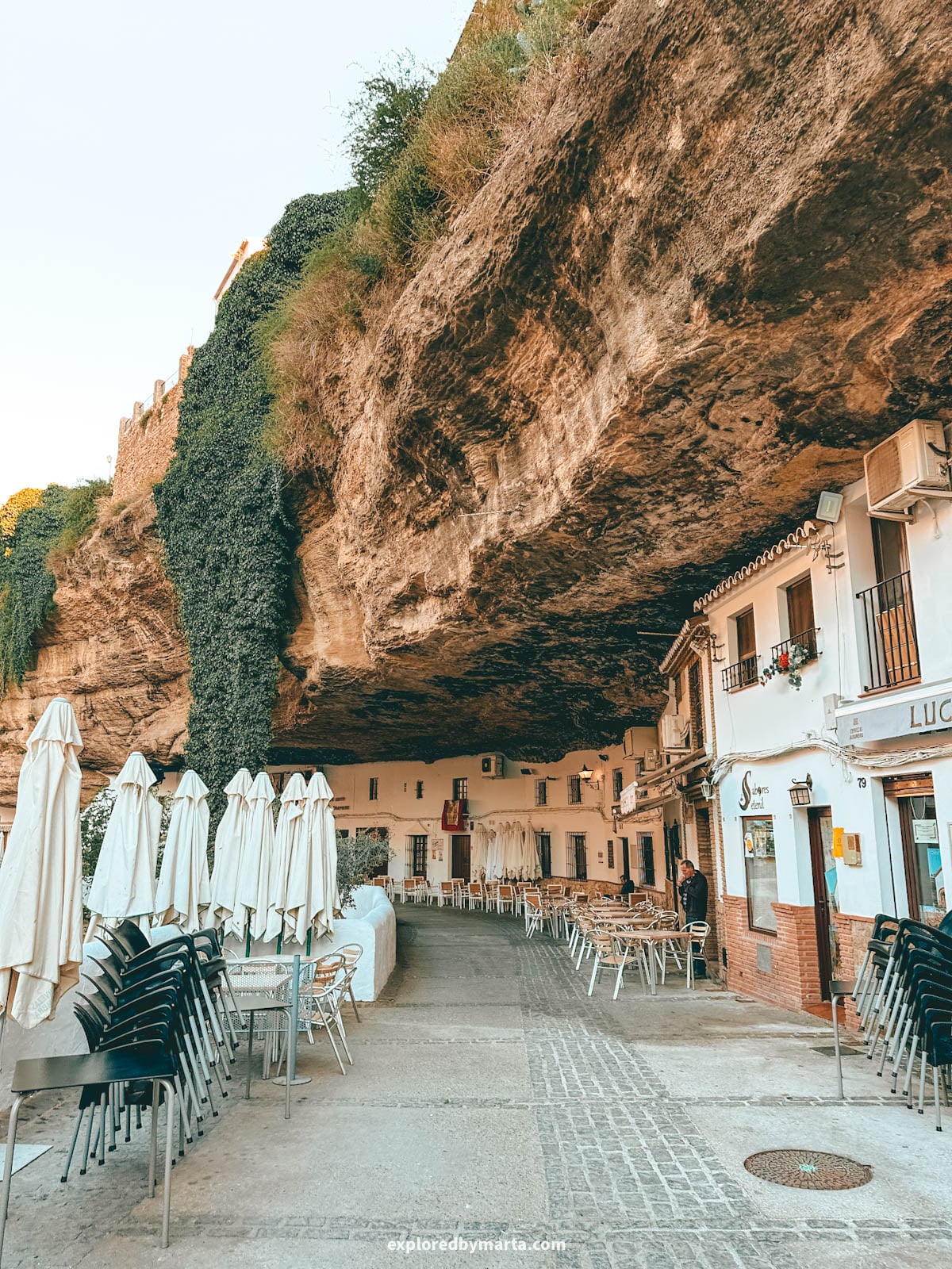 Calle Cuevas del Sol in Setenil de las Bodegas cave village in Spain