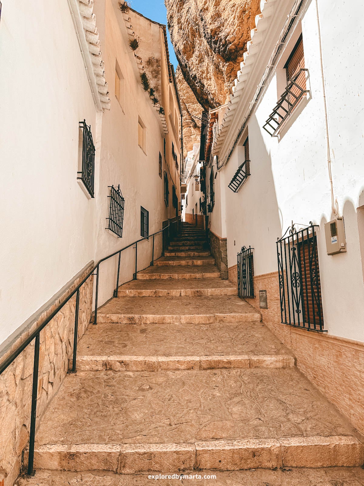 Calle Herreria secret street in Setenil de las Bodegas cave village in Spain