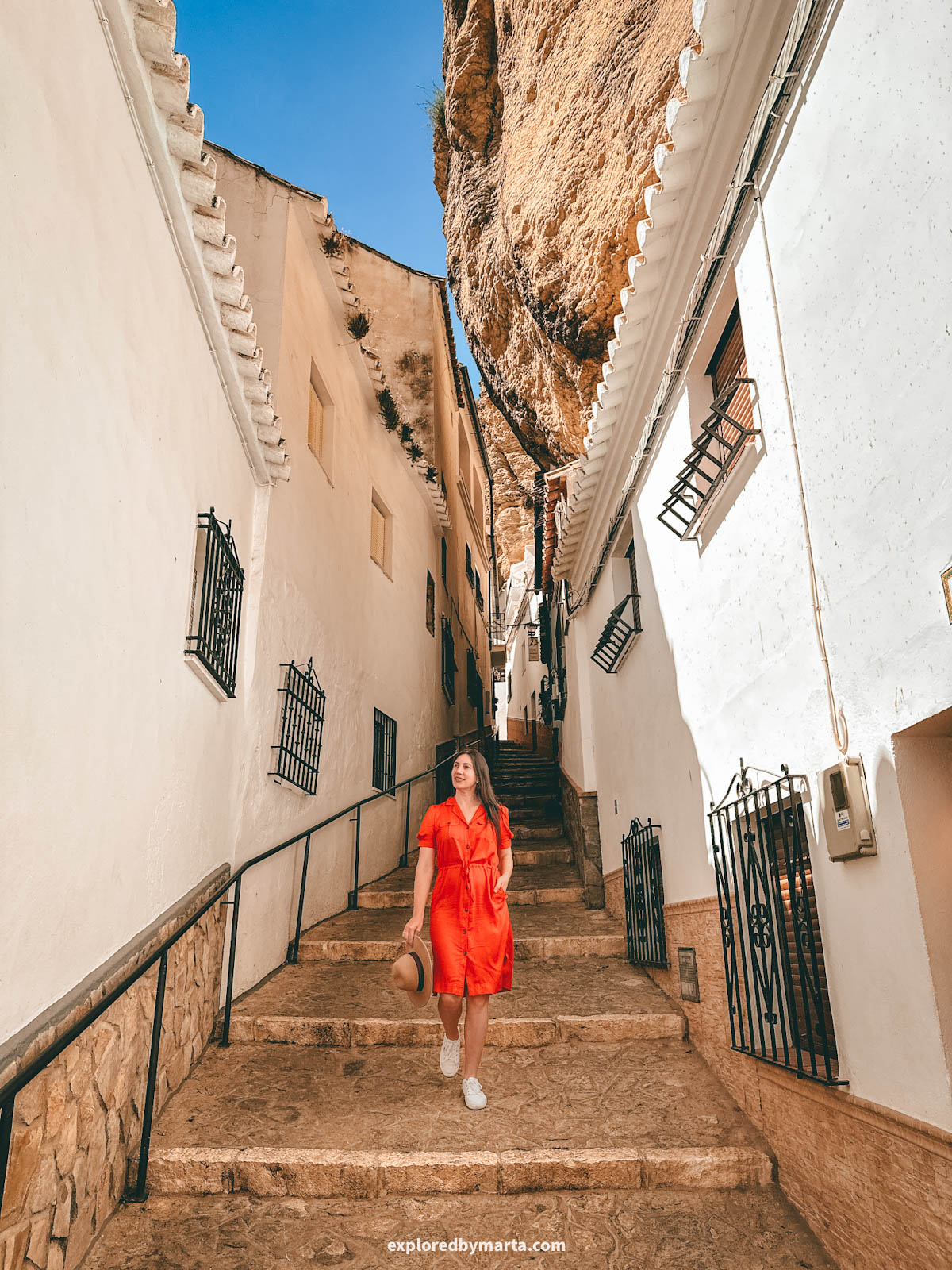Calle Herreria secret street in Setenil de las Bodegas cave village in Spain