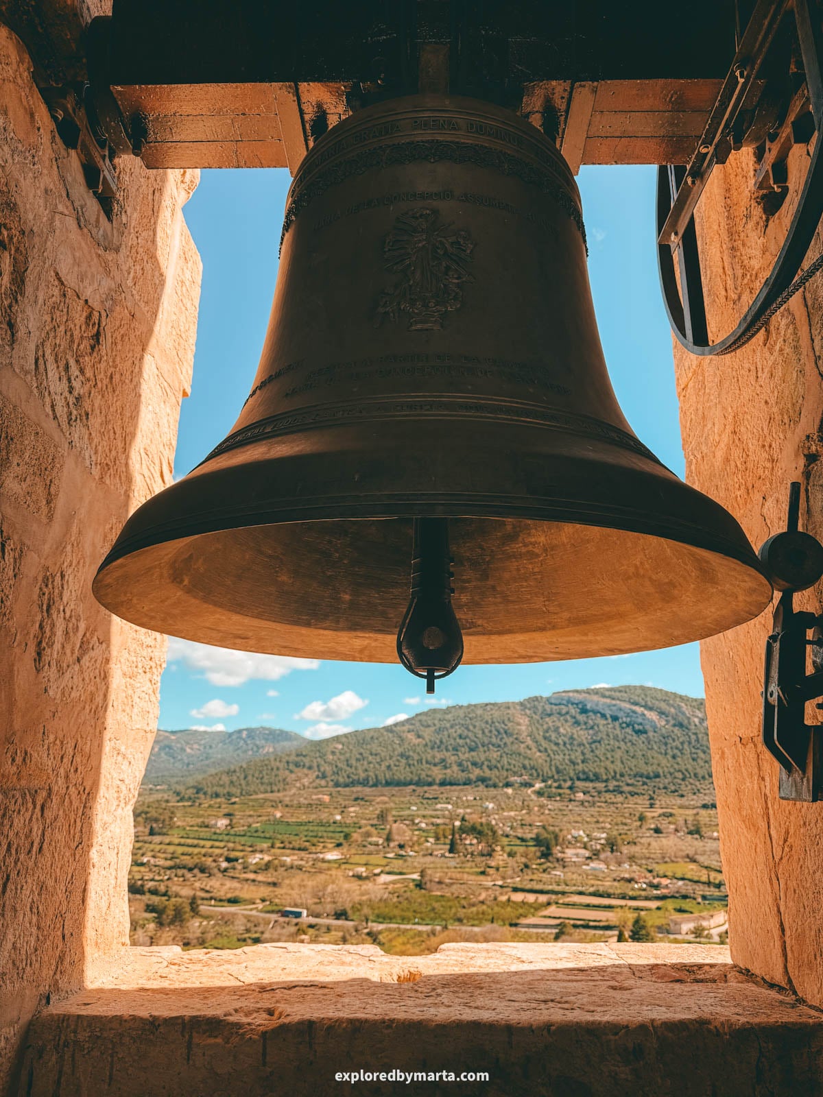 Exploring the bell tower of Parish Church of the Assumption of Our Lady in Bocairent, Spain