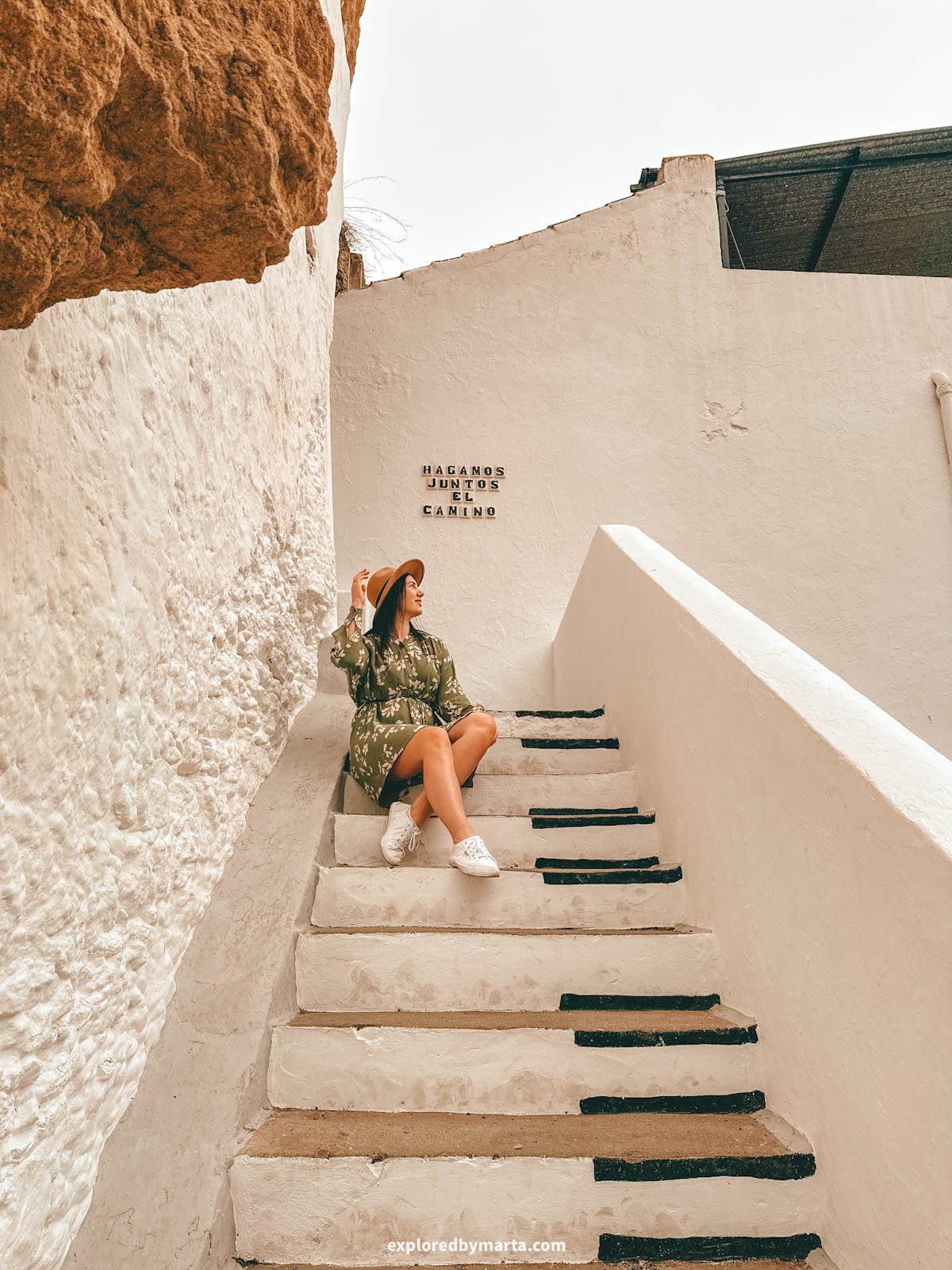 Hagamos juntos el camino or Let’s walk this path together phrase in Setenil de las Bodegas cave village in Spain