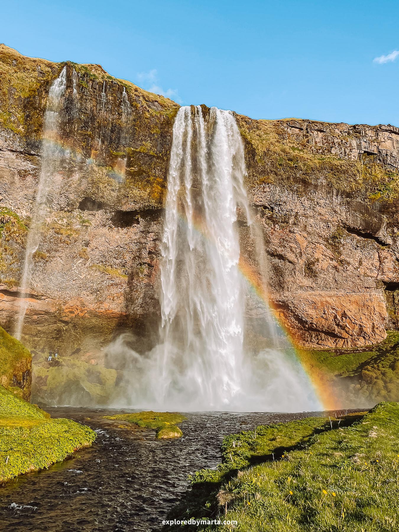 Rainbow at Seljalandsfoss Waterfall in Iceland