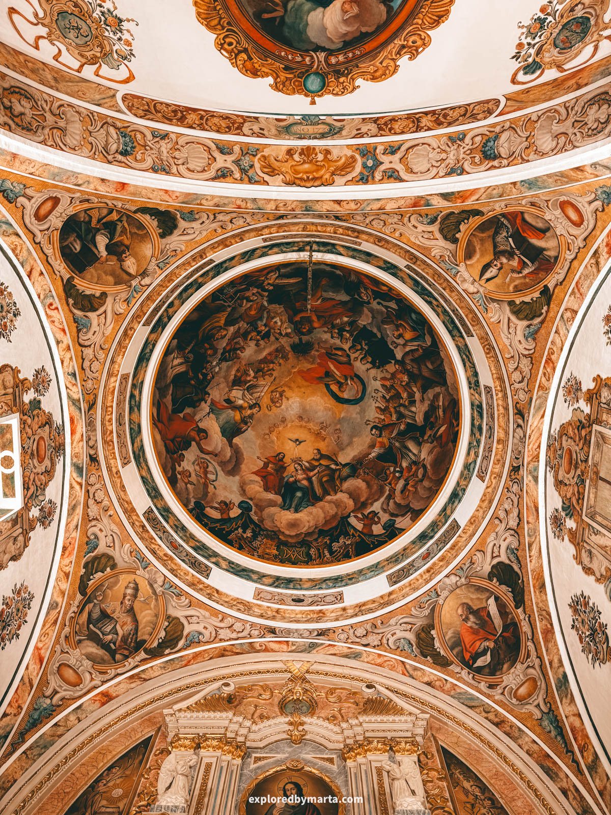 The richly decorated Little Sistine Chapel inside Bocairent Church in Spain