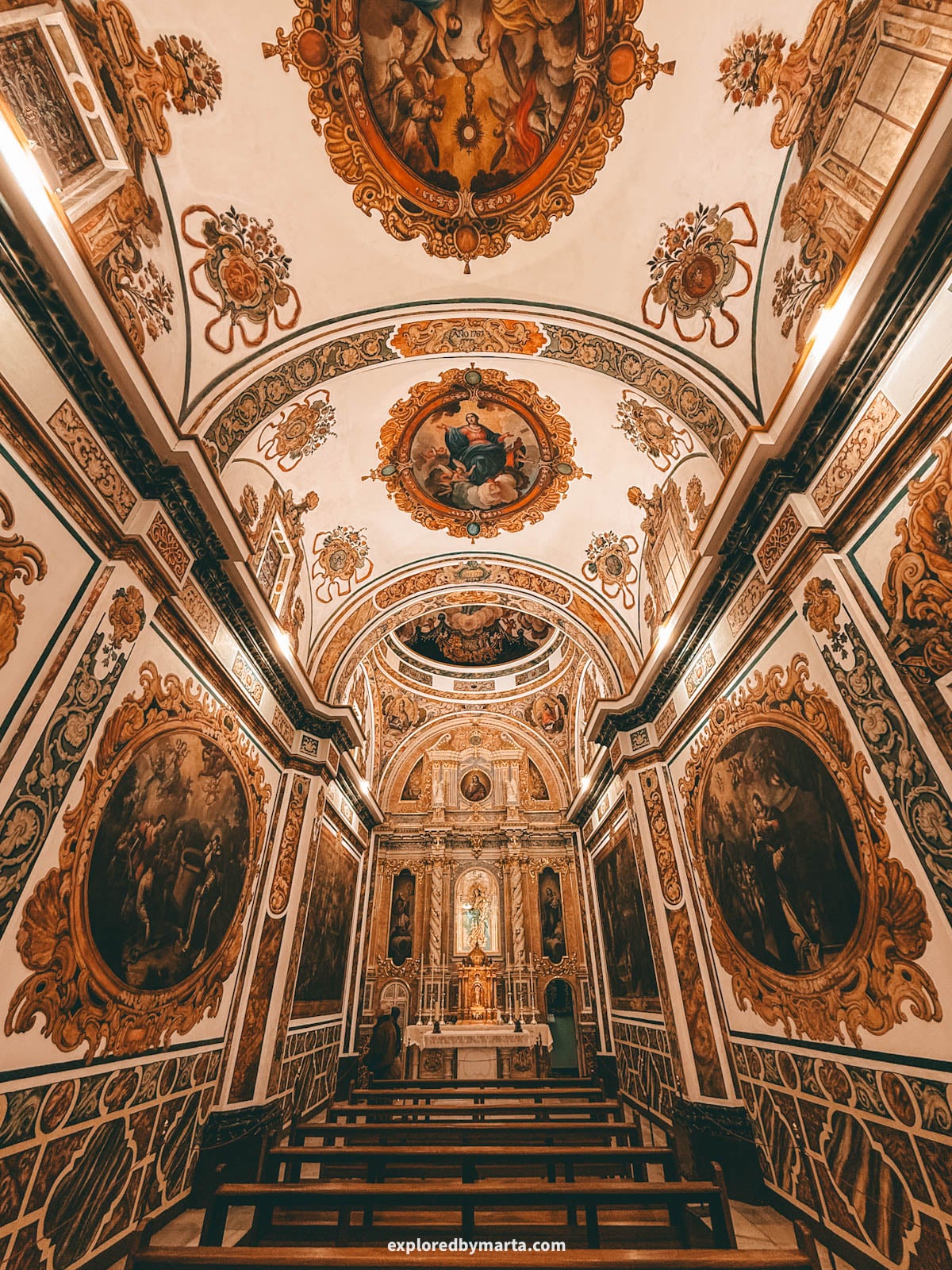 The richly decorated Little Sistine Chapel inside Bocairent Church in Spain