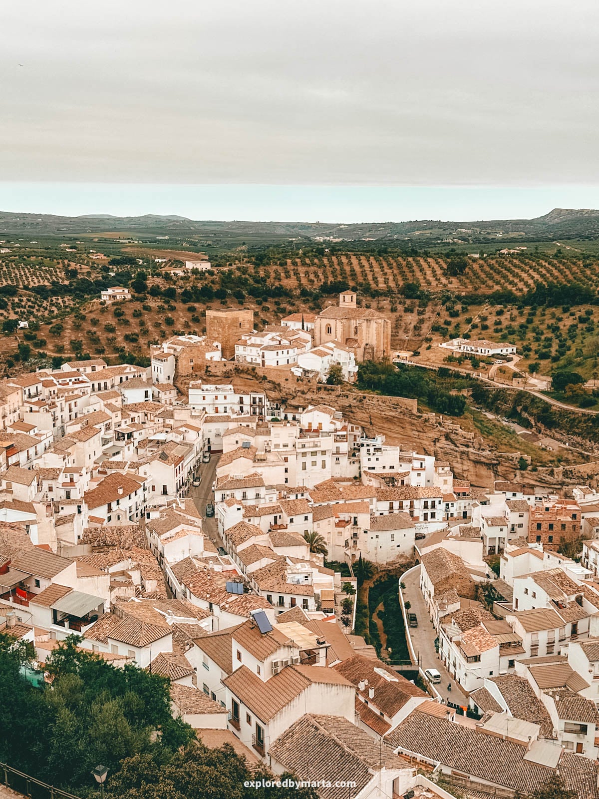 View from Mirador Balcón de Setenil de las Bodegas on Calle Ventosilla Alta in Setenil de las Bodegas cave village in Spain