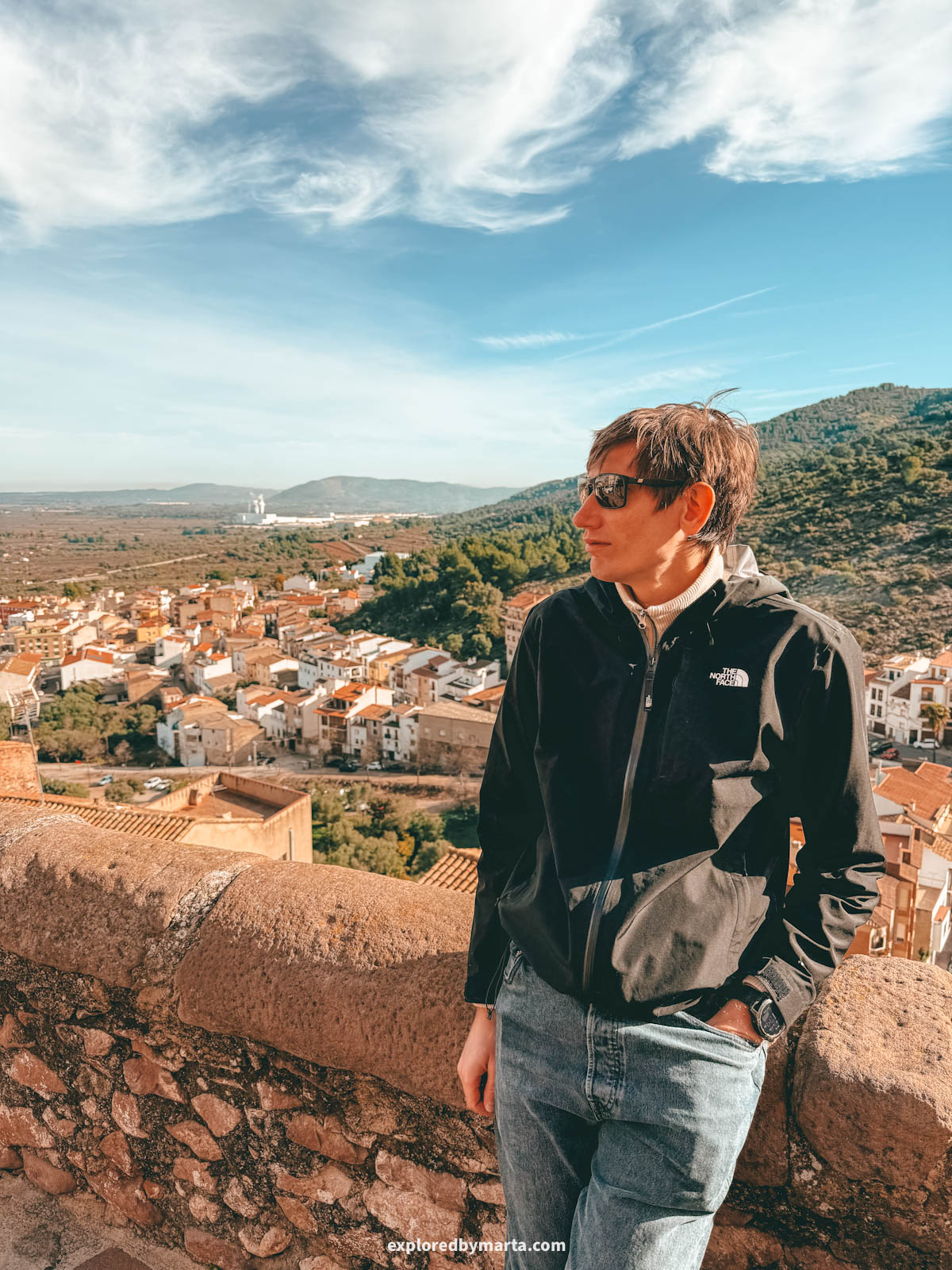 View from Santa María church square overlooking Vilafamés and hills in Valencia Region, Spain