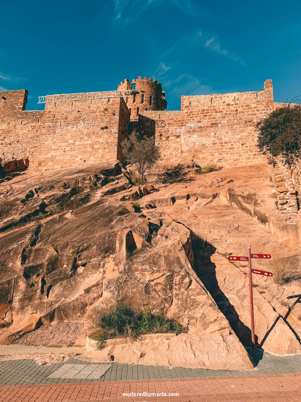 View of the castle from Mirador del Castillo in Vilafamés, Valencia Region, Spain