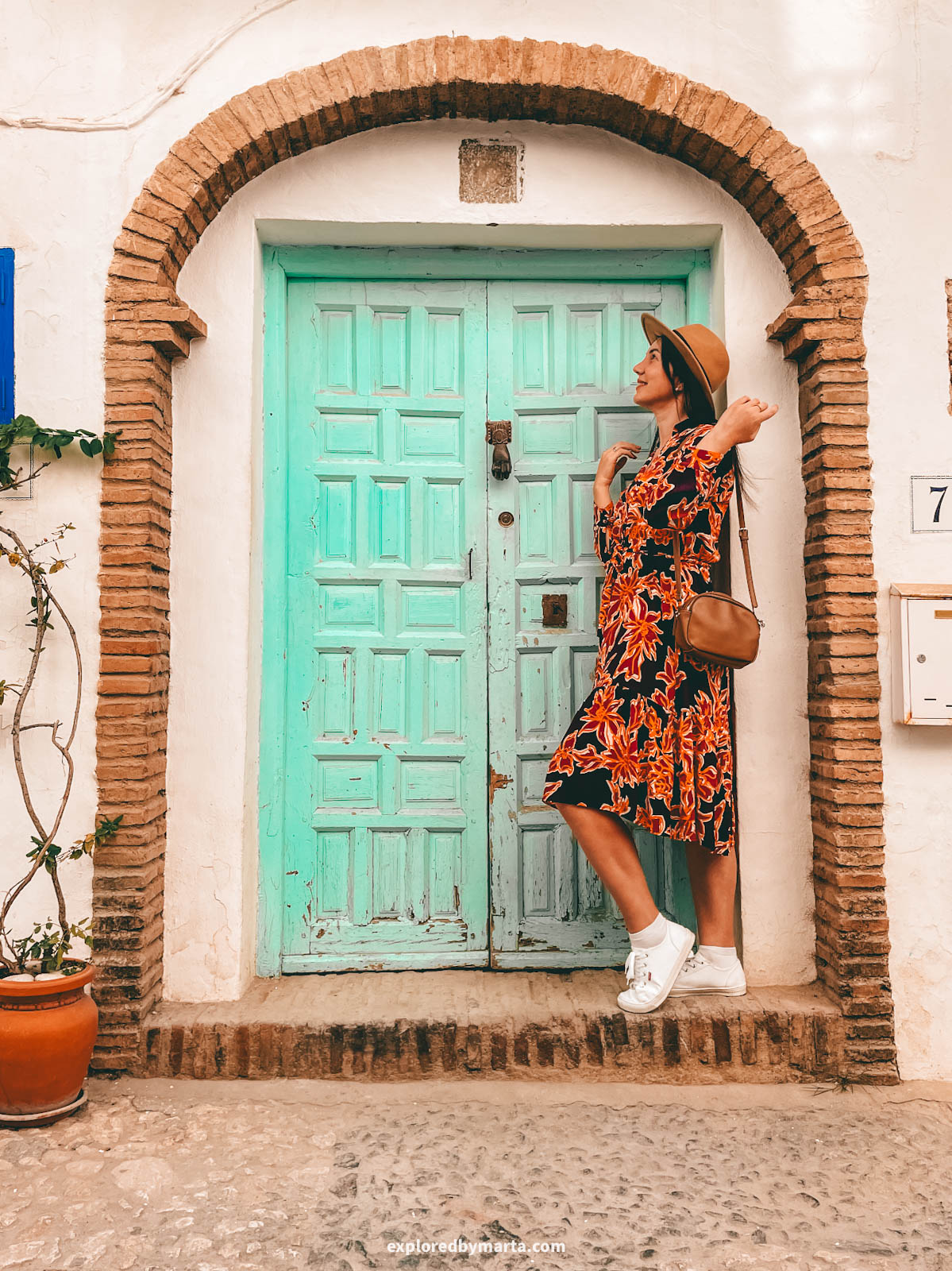 Beautiful blue doors on Calle Alta in Frigiliana, Spain