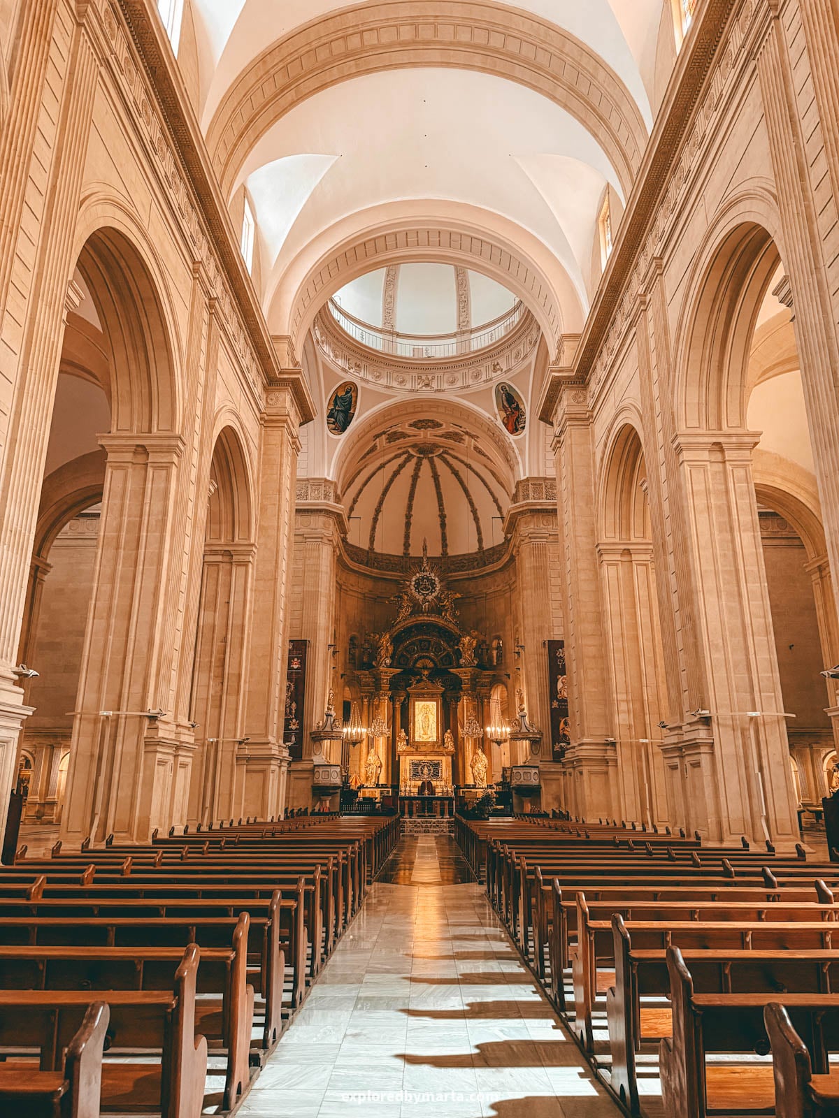 Central nave of the Collegiate Basilica of Xàtiva, also known as La Seu, in Xativa, Spain