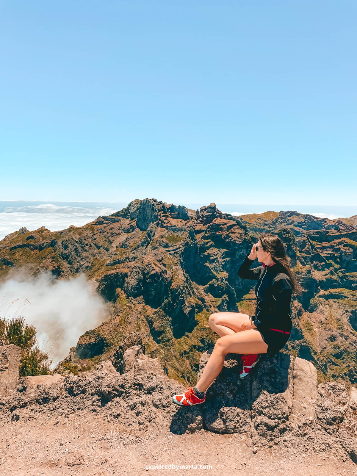 Hiking Vereda do Areeiro from Pico do Areeiro to Pico Ruivo in Madeira Island, Portugal