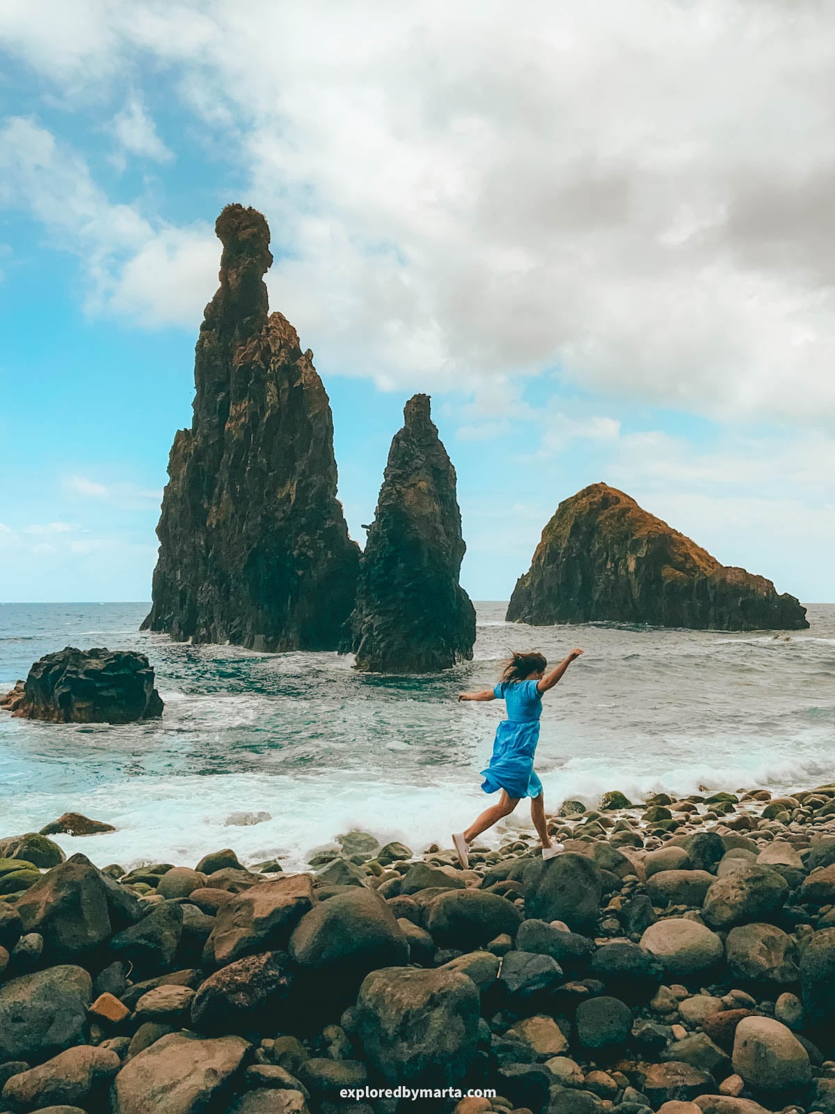 Ilhéus da Ribeira da Janela volcanic rock formations in Madeira, Portugal