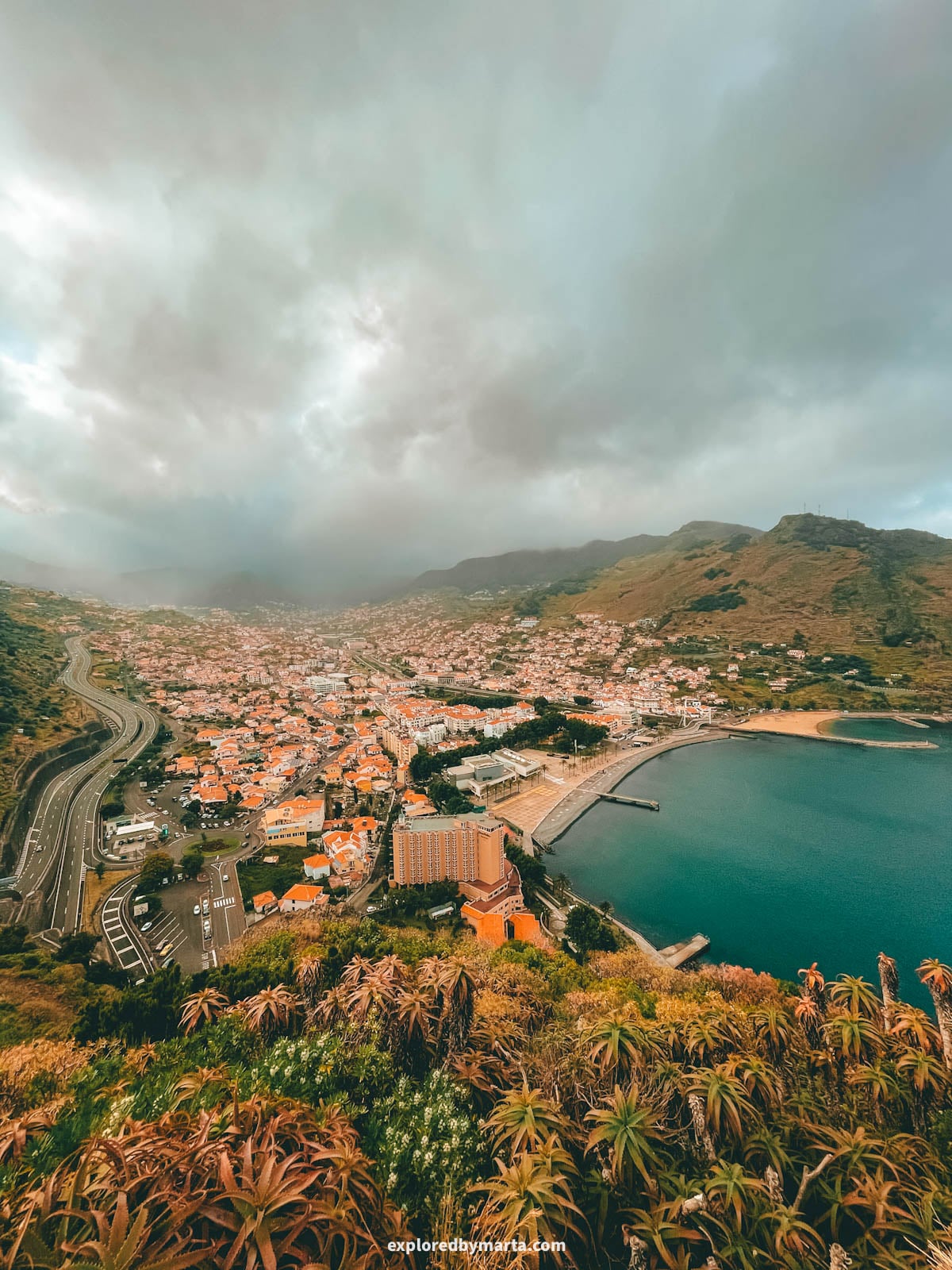 Machico seen from Miradouro Francisco Álvares de Nóbrega in Madeira, Portugal