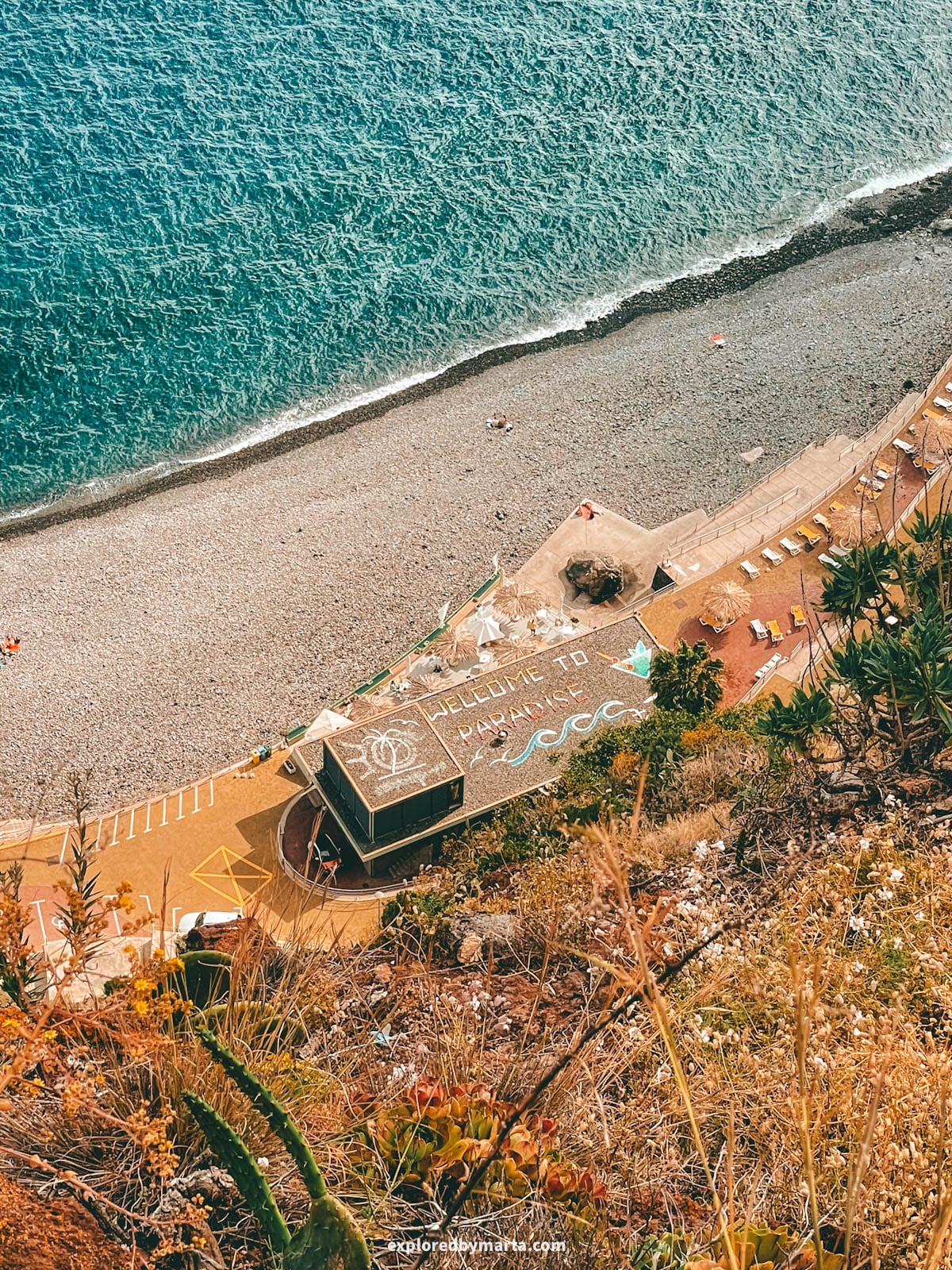 Praia do Garajau seen from Cristo do Garajau in Madeira, Portugal