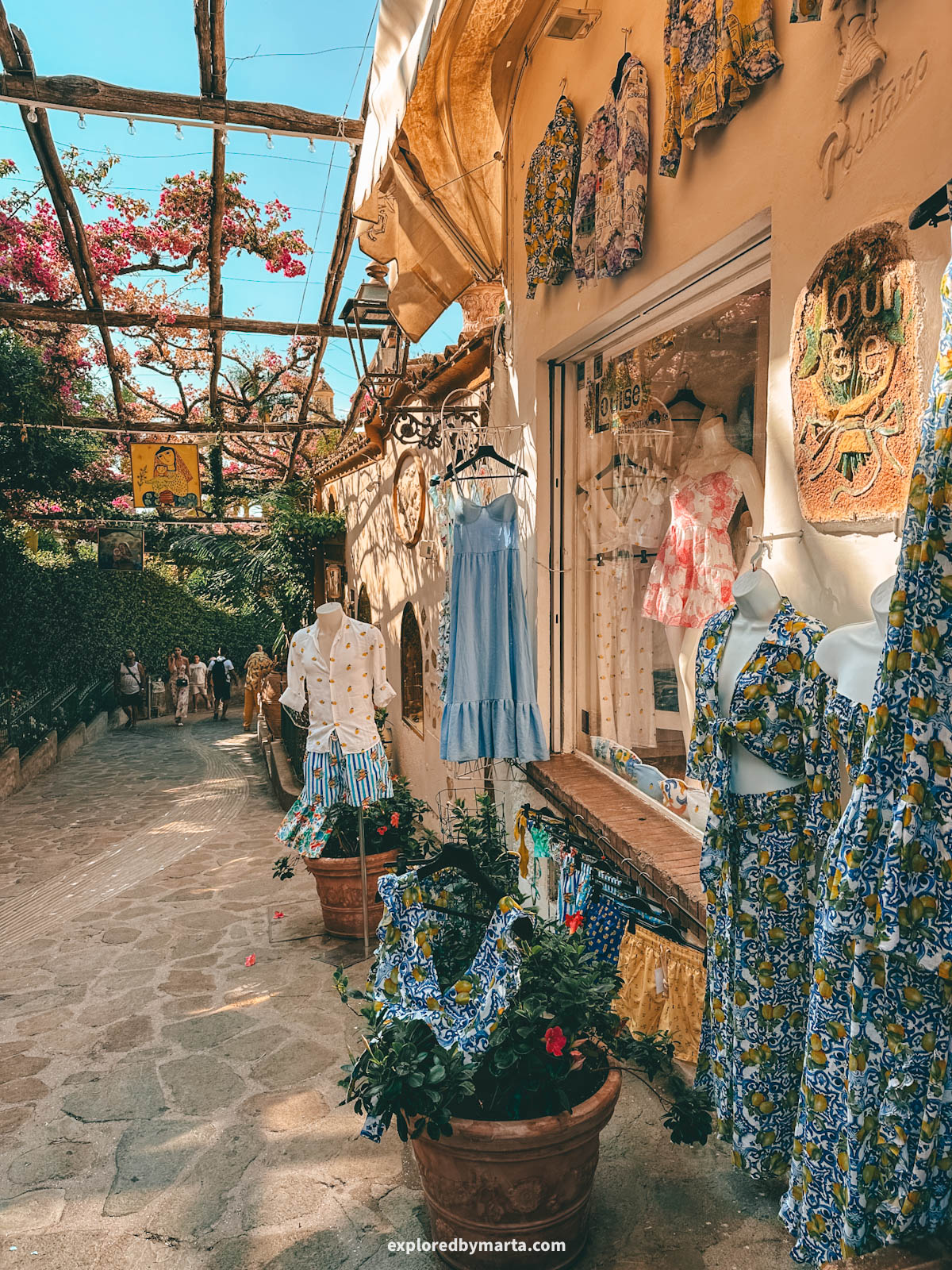 Shopping along Via dei Mulini in Positano, Italy