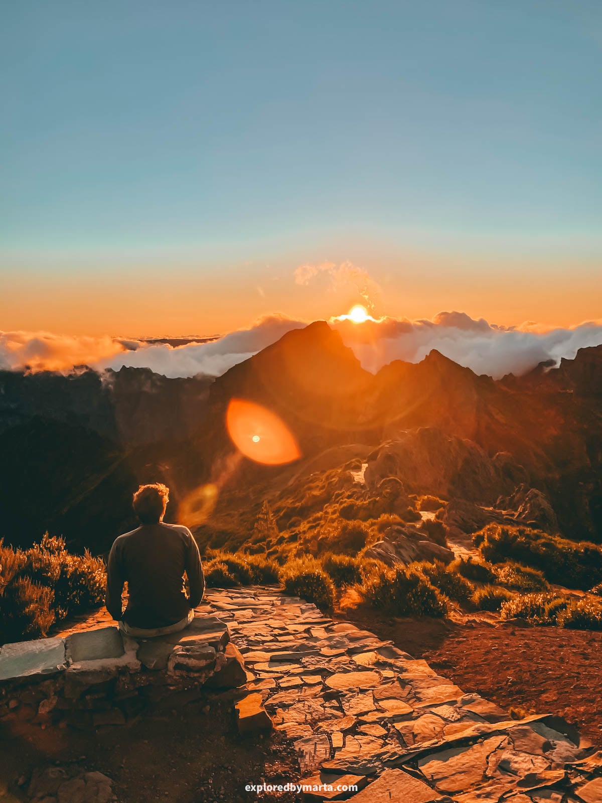 Sunset at Miradouro do Pico do Areeiro in Madeira, Portugal