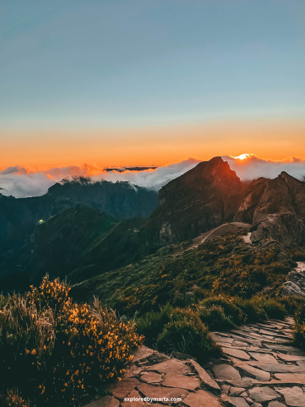 Sunset at Miradouro do Pico do Areeiro in Madeira, Portugal