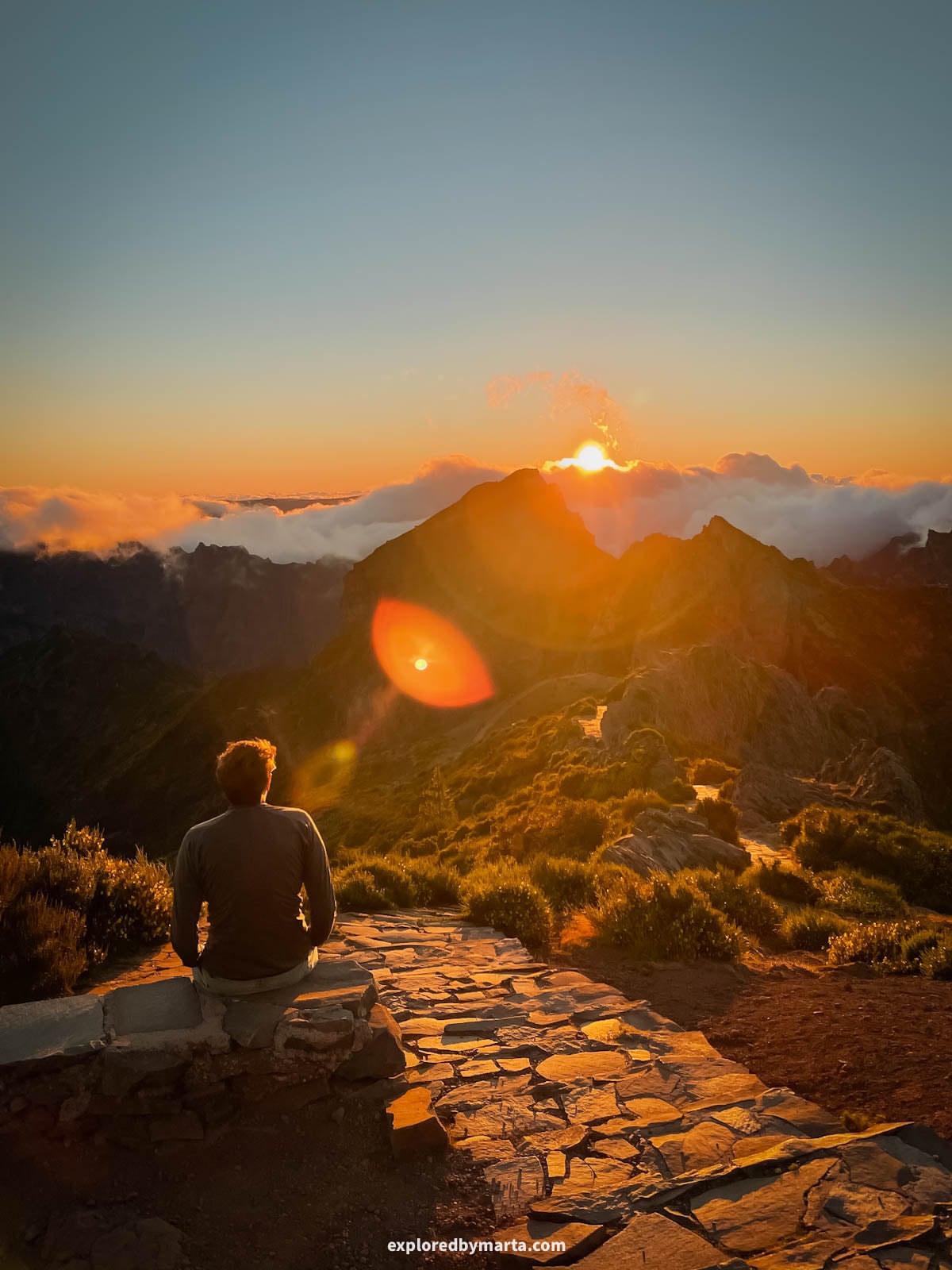 Sunset at Pico do Areeiro mountain in Madeira island, Portugal