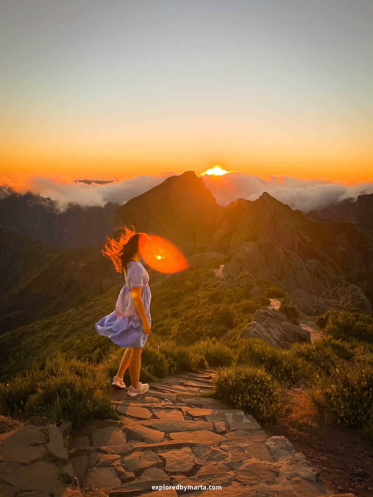 Sunset at Pico do Areeiro mountain in Madeira island, Portugal