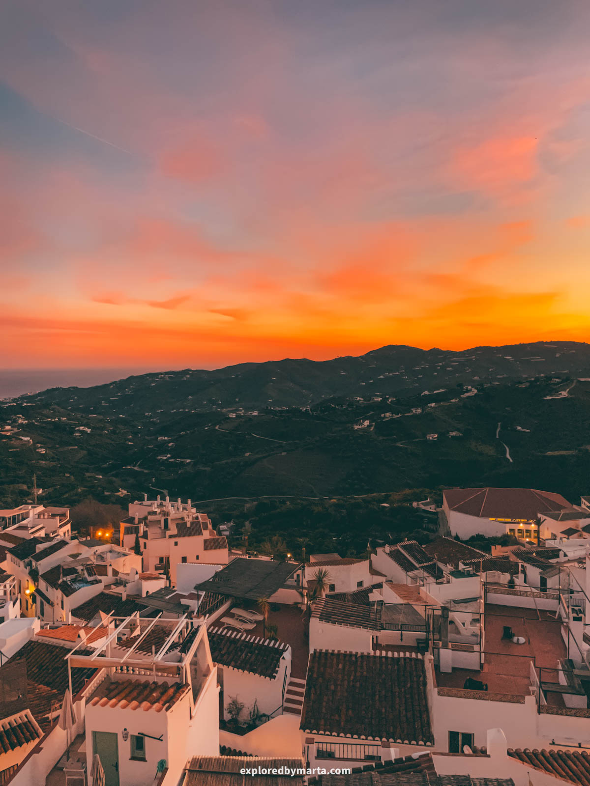 Sunset views over Frigiliana, Spain