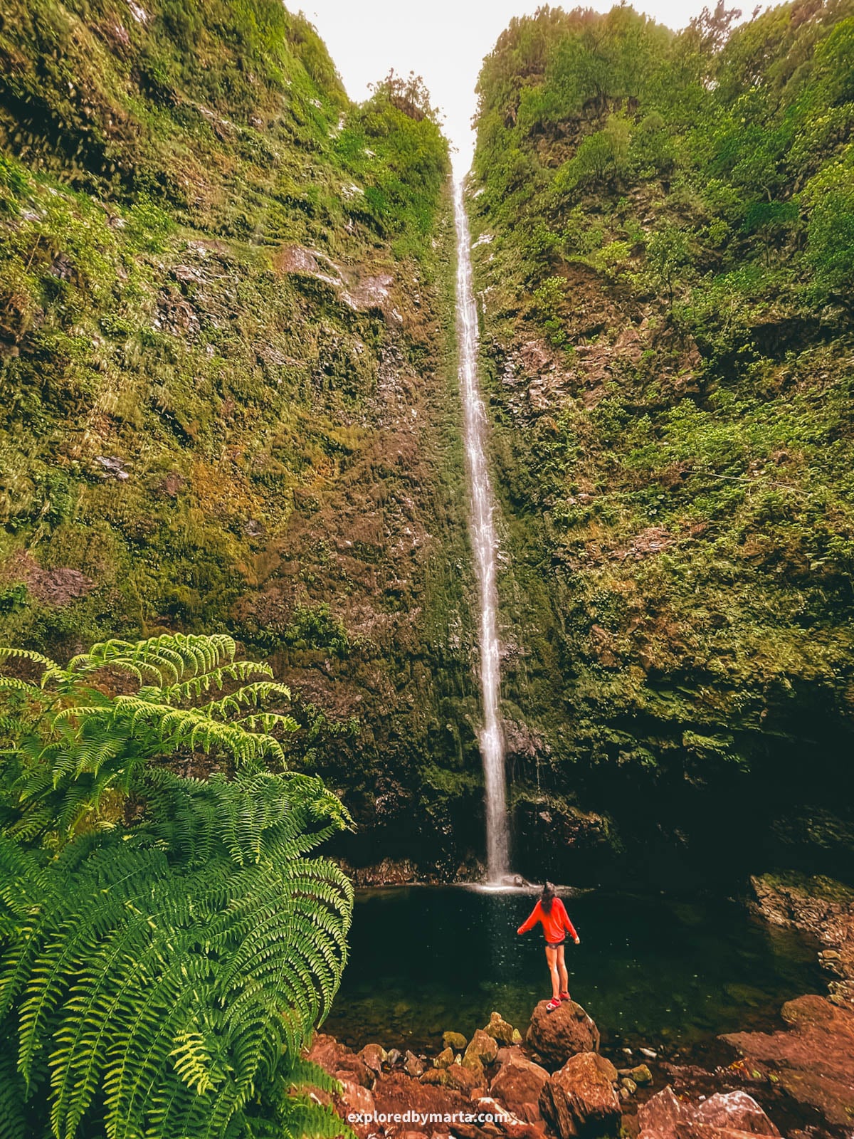 The majestic Caldeirão Verde waterfall in Madeira island, Portugal